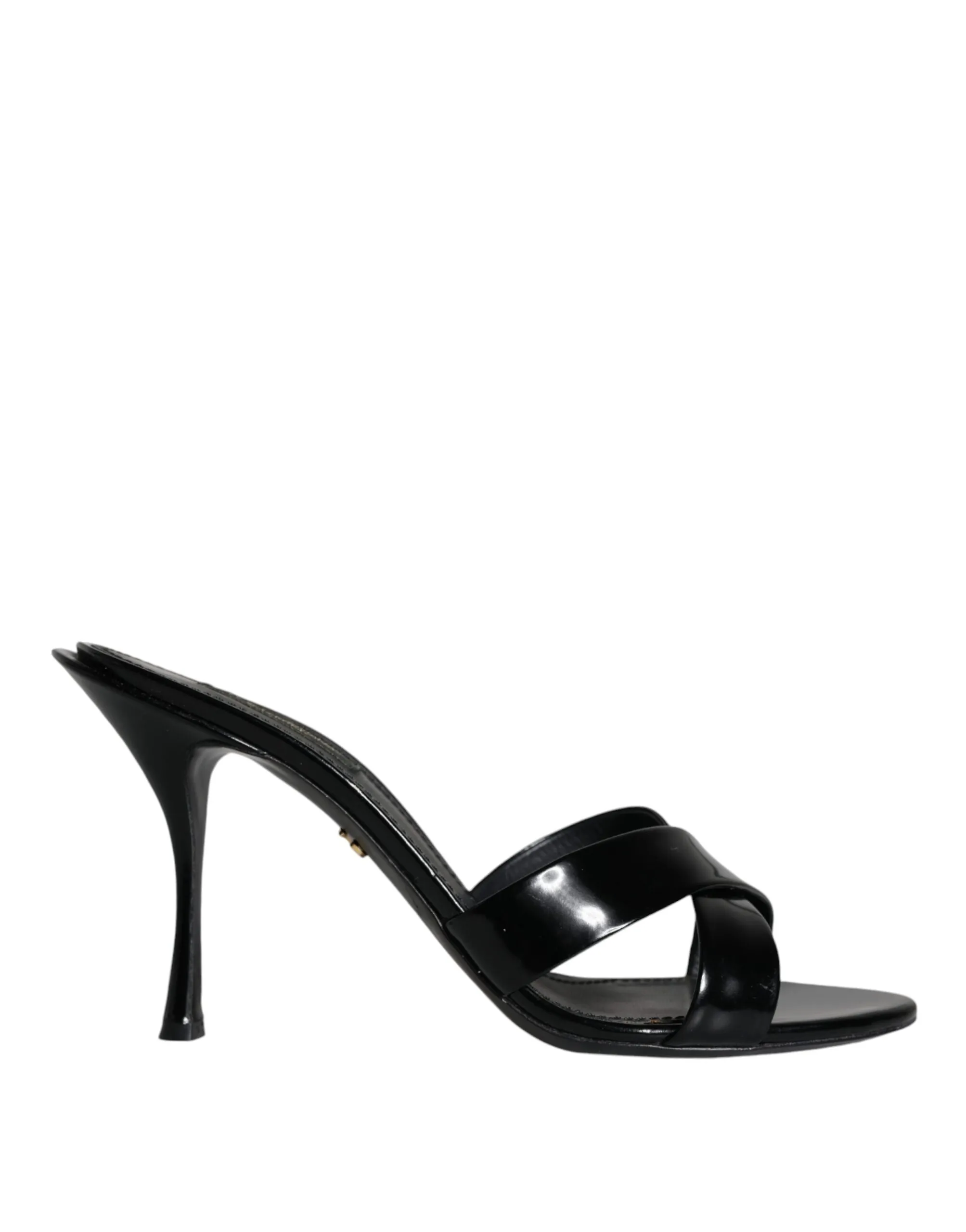 Dolce & Gabbana Women's Black Leather Slides Keira Sandals Shoes