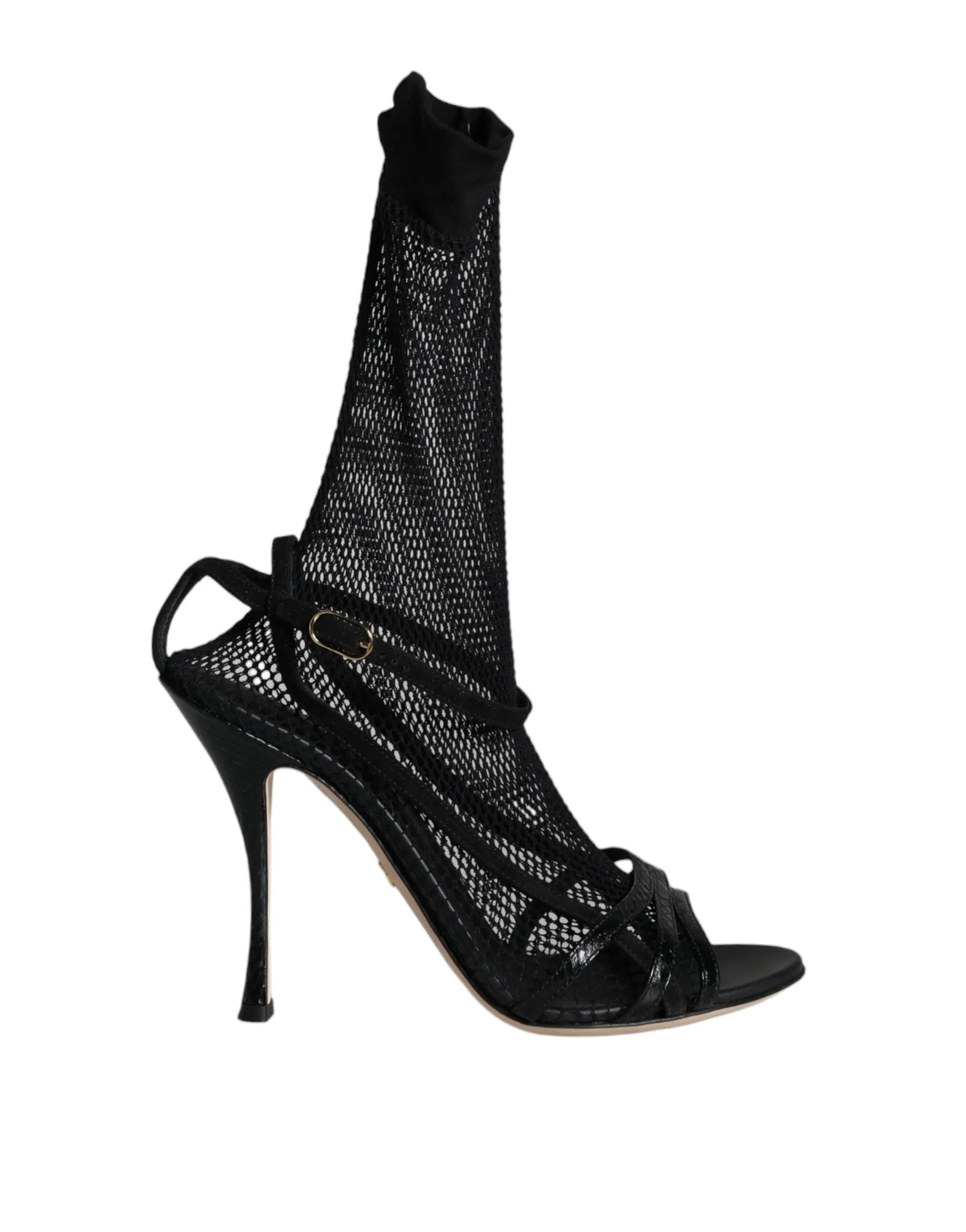 Dolce & Gabbana Women's Black Mesh Stiletto Heels Sandals Shoes
