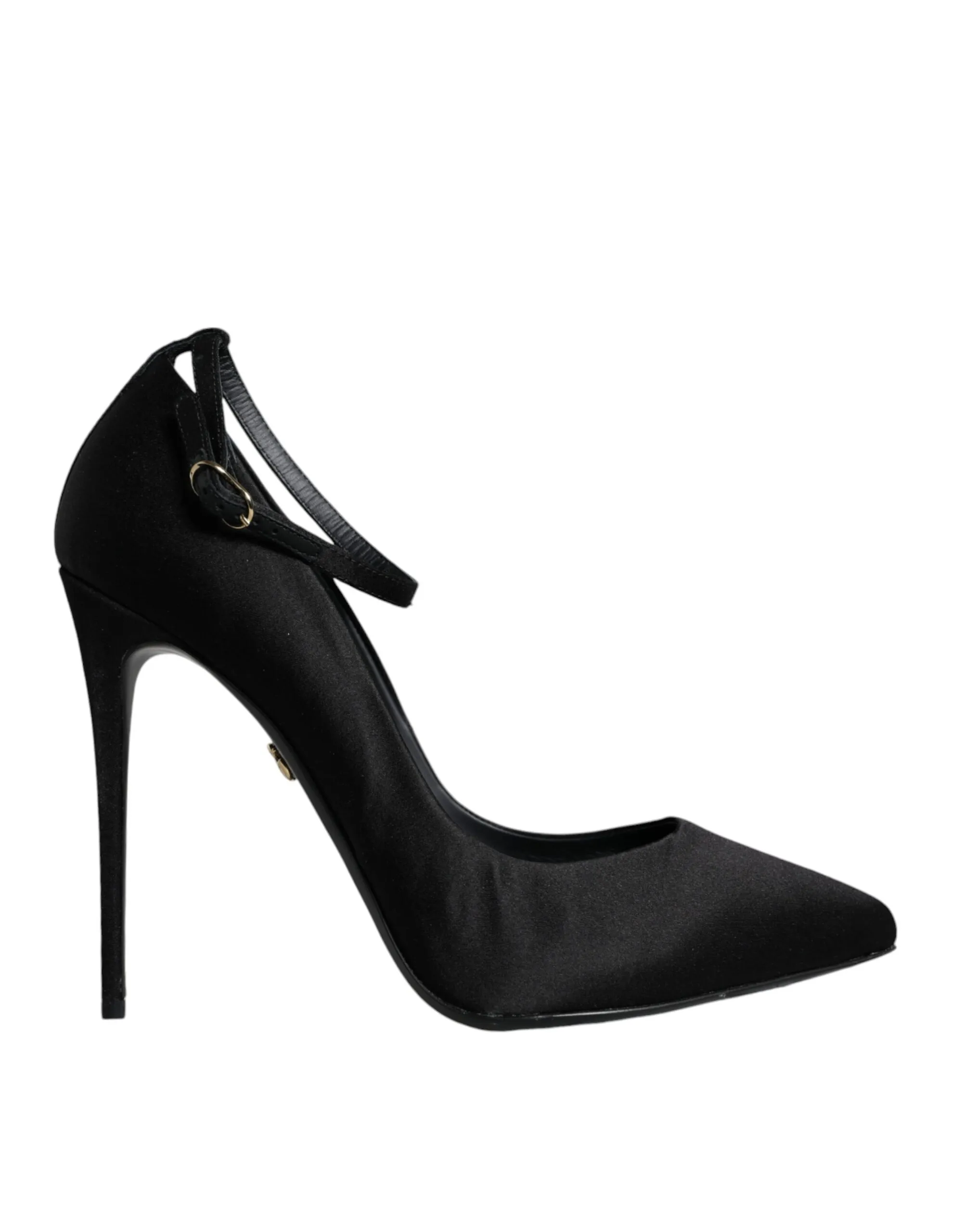 Dolce & Gabbana Women's Black Satin Ankle Strap Heels Pumps Shoes