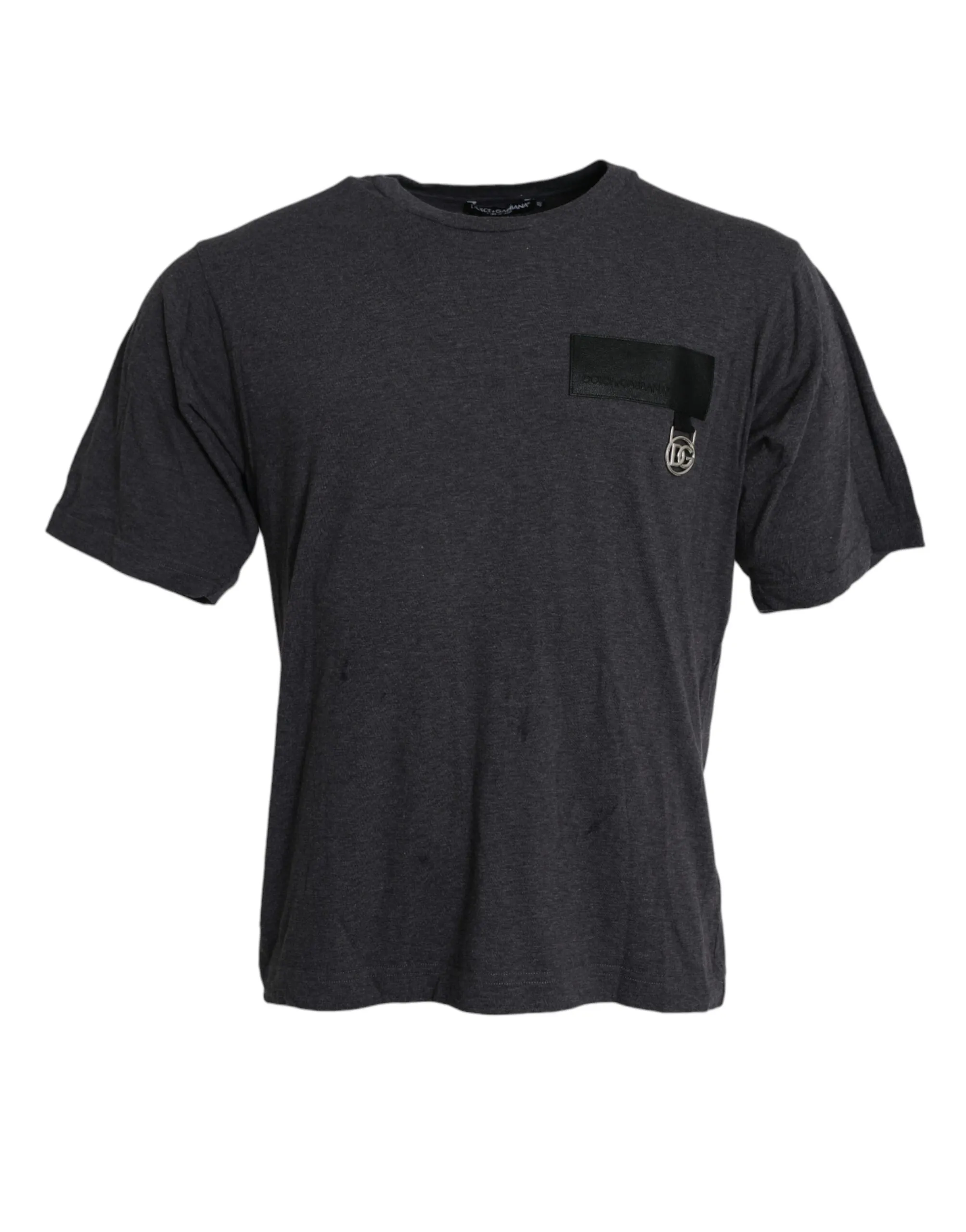 Dolce & Gabbana Men's Gray Cotton Logo Short Sleeve T-shirt