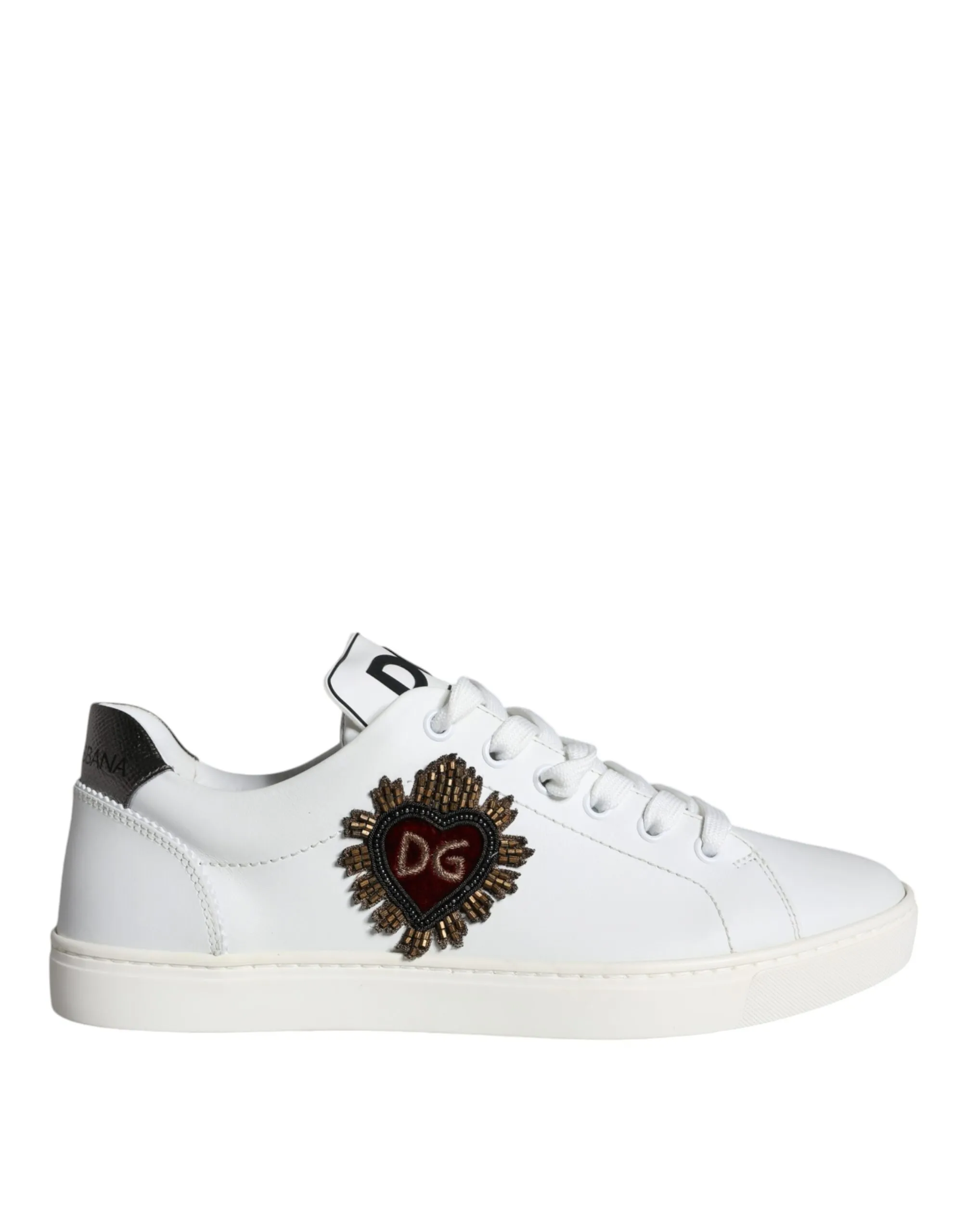 Dolce & Gabbana Women's White Portofino Sacred Heart Sneakers Shoes