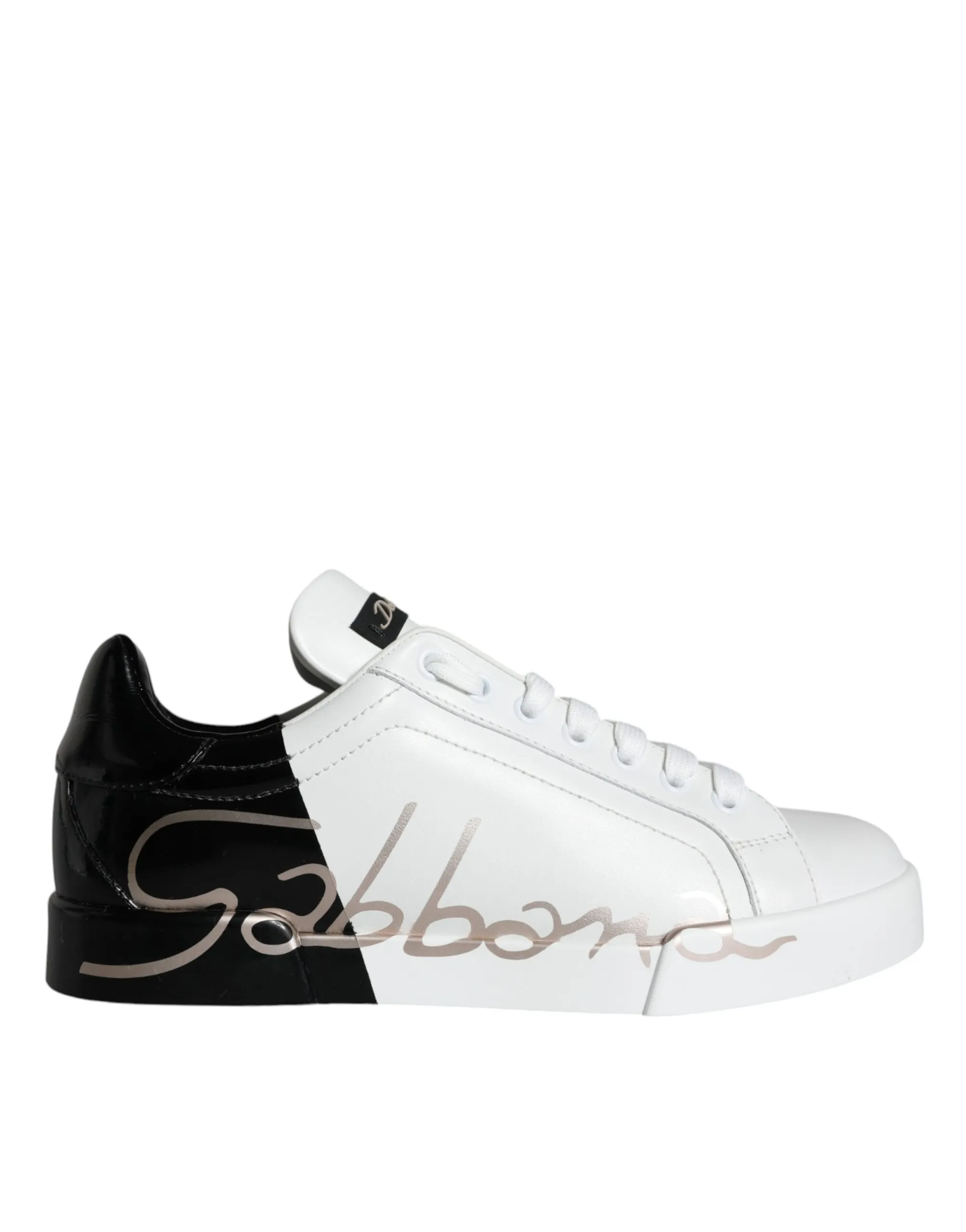 Dolce & Gabbana Women's White Black Portofino Low Top Sneakers Shoes