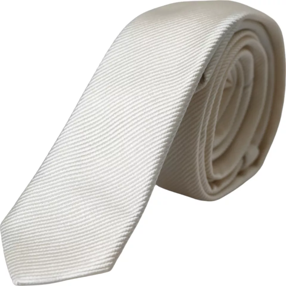 Dolce & Gabbana Men's White Solid 100% Silk Adjustable Tie