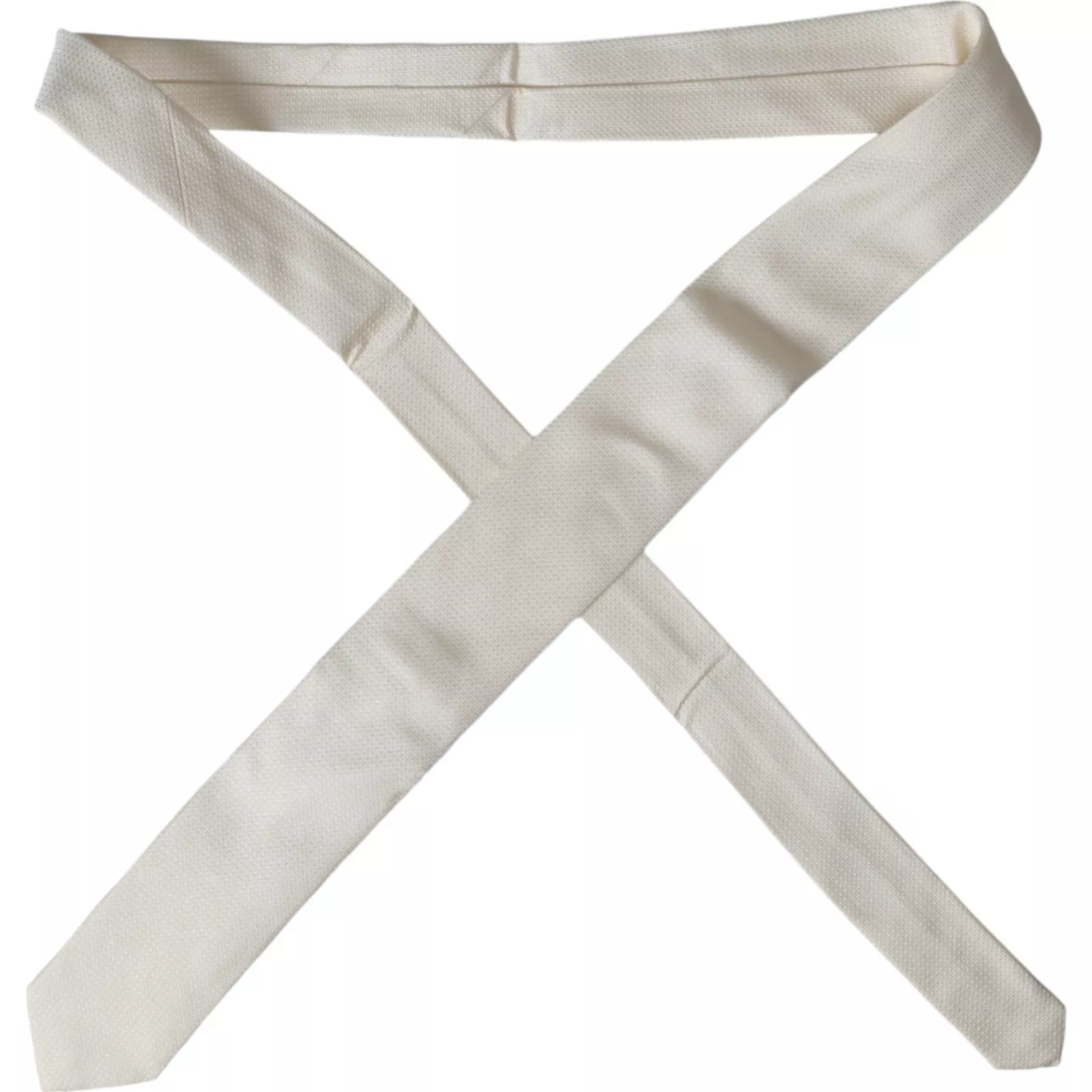 Dolce & Gabbana Men's Off White Patterned Silk Classic Adjustable Tie