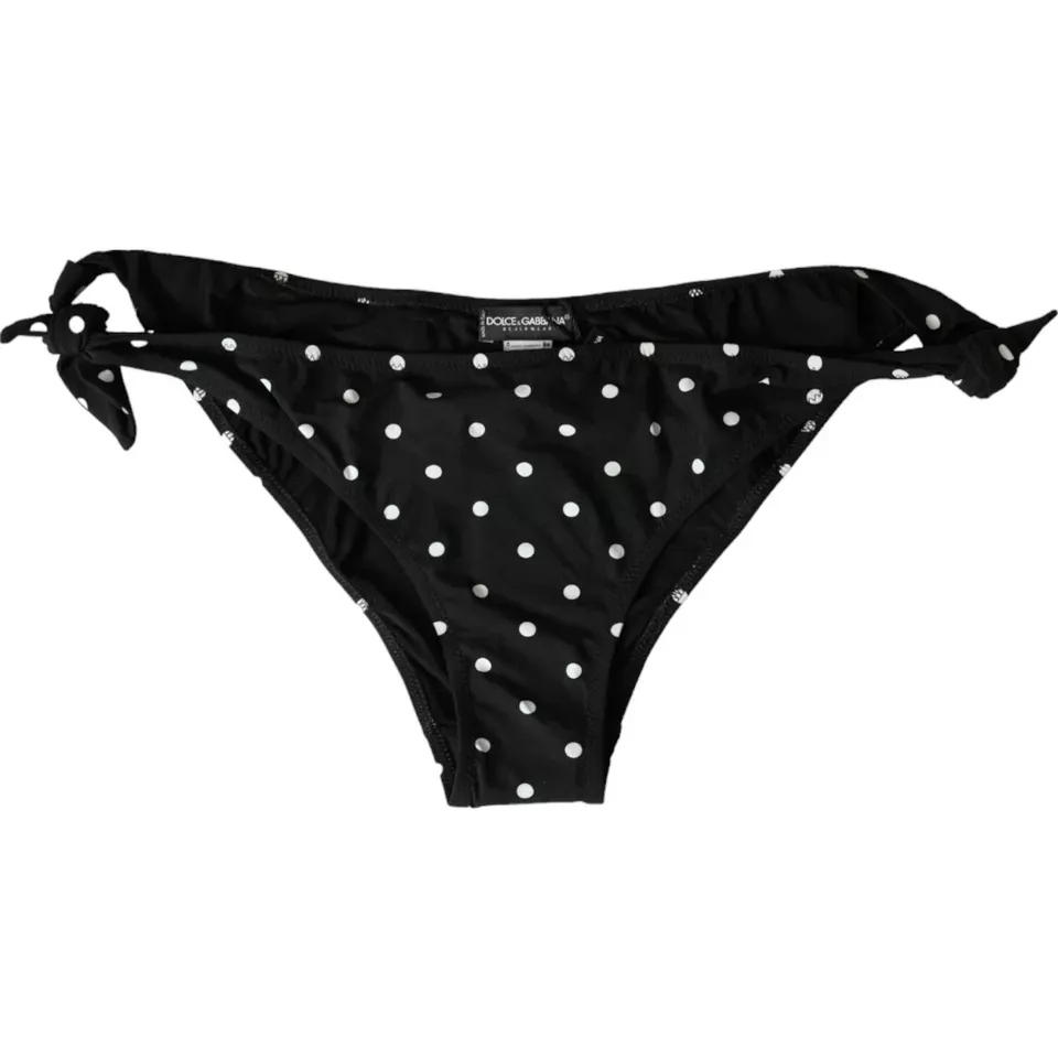 Dolce & Gabbana Women's Black Polka Dot Swimwear Beachwear Bottom Bikini