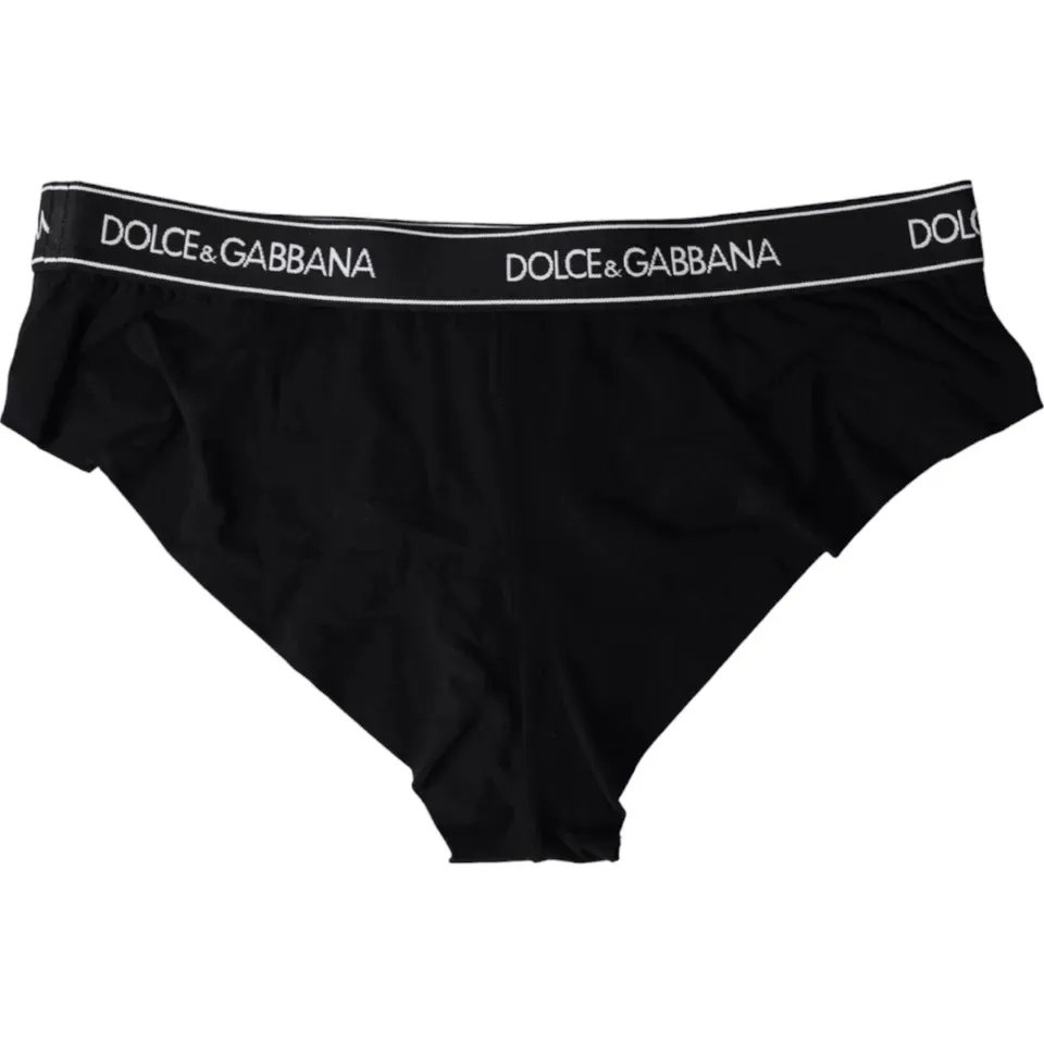 Dolce & Gabbana Women's Black Modal Stretch Branded Logo Underwear