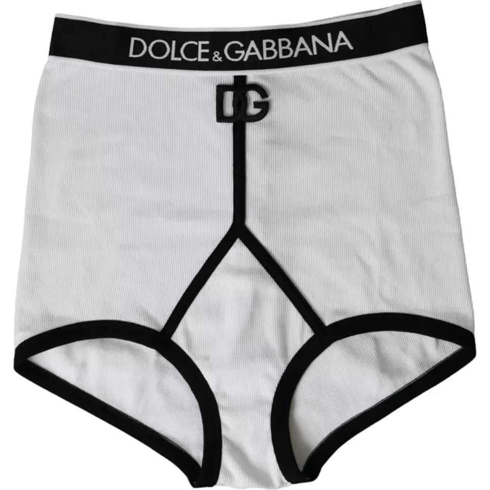 Dolce & Gabbana Women's White Cotton Stretch Branded Logo Underwear
