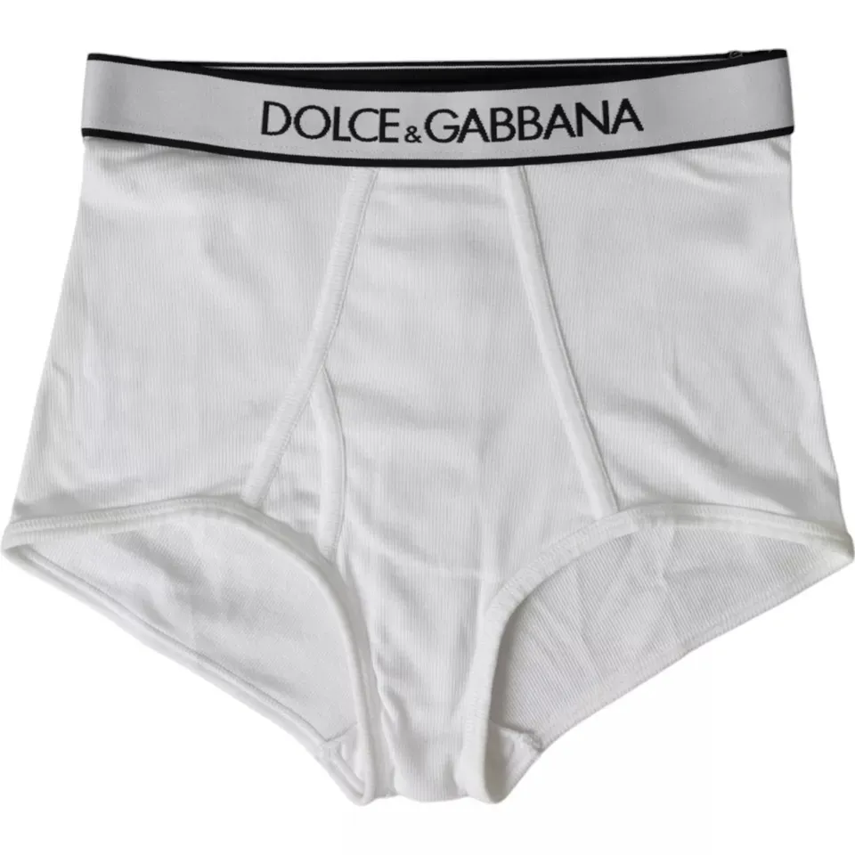 Dolce & Gabbana Women's White Cotton Stretch Branded Logo Underwear