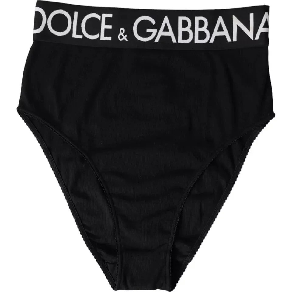 Dolce & Gabbana Women's Black Cotton Stretch Branded Logo Underwear