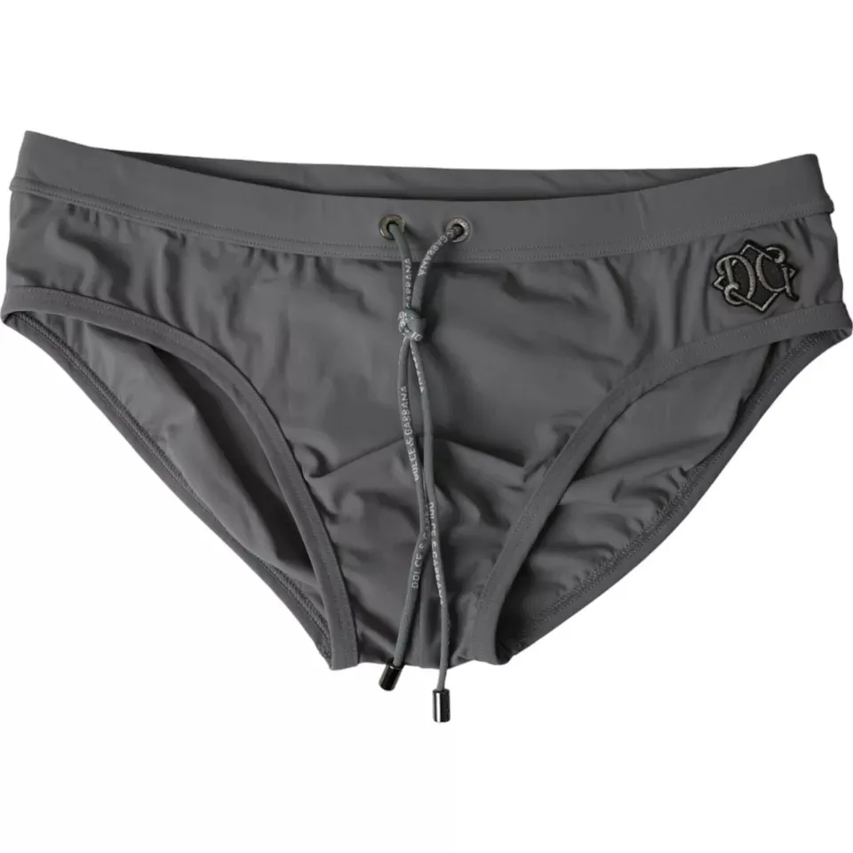 Dolce & Gabbana Men's Dark Gray DG Logo Beachwear Brief Swimwear Men