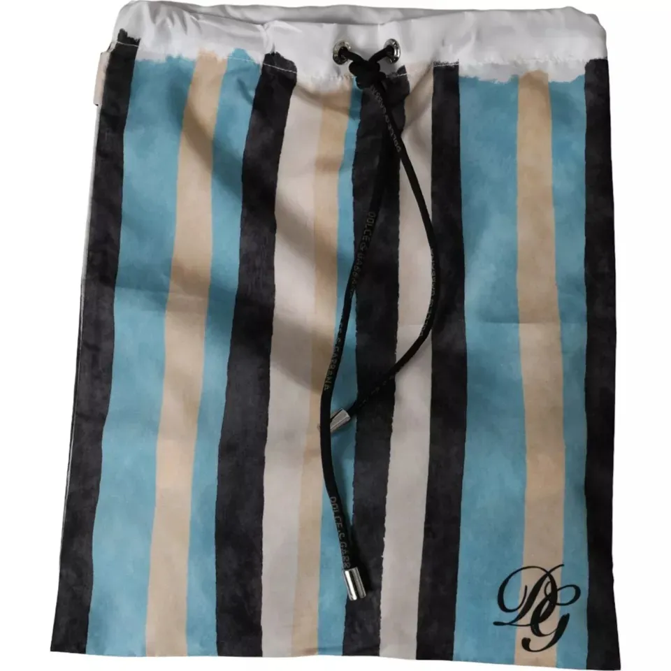 Dolce & Gabbana Men's Multicolor Stripes Logo Beachwear Brief Swimwear
