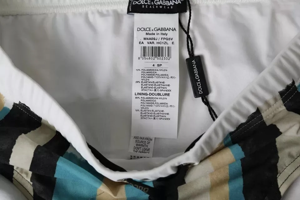 Dolce & Gabbana Men's Multicolor Stripes Logo Beachwear Brief Swimwear