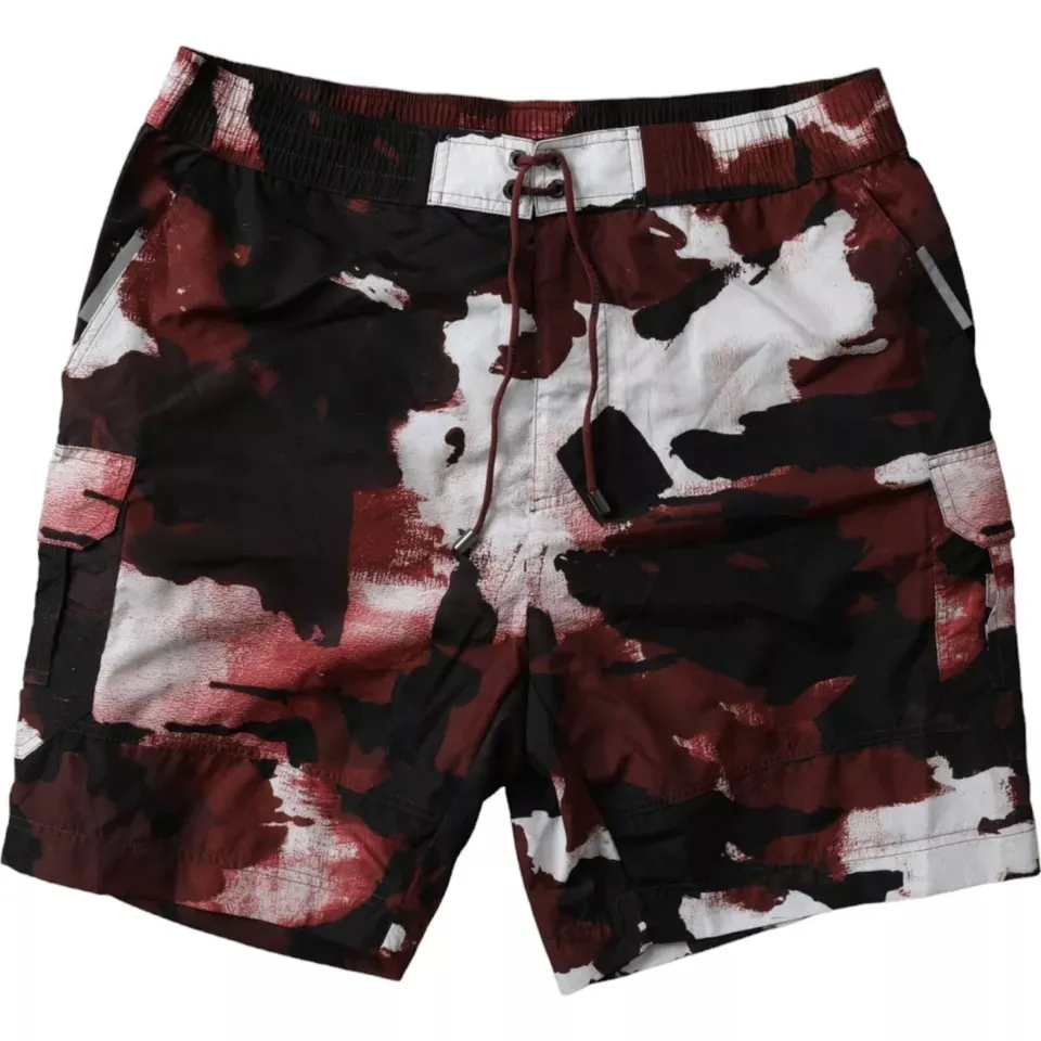 Dolce & Gabbana Men's Multicolor Camouflage DG Logo Beachwear Shorts Swimwear