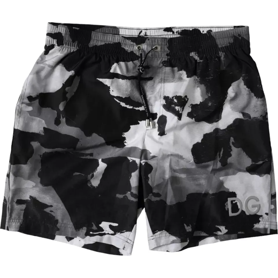 Dolce & Gabbana Men's Multicolor Camouflage DG Logo Beachwear Shorts Swimwear