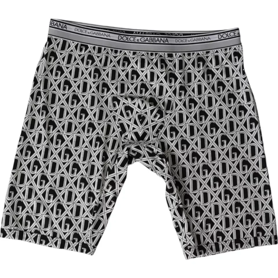 Dolce & Gabbana Men's Black White DG Logo Cotton Stretch Cycling Underwear Men