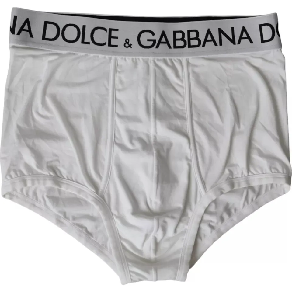 Dolce & Gabbana Men's White Logo Cotton Stretch Brando Slip Underwear