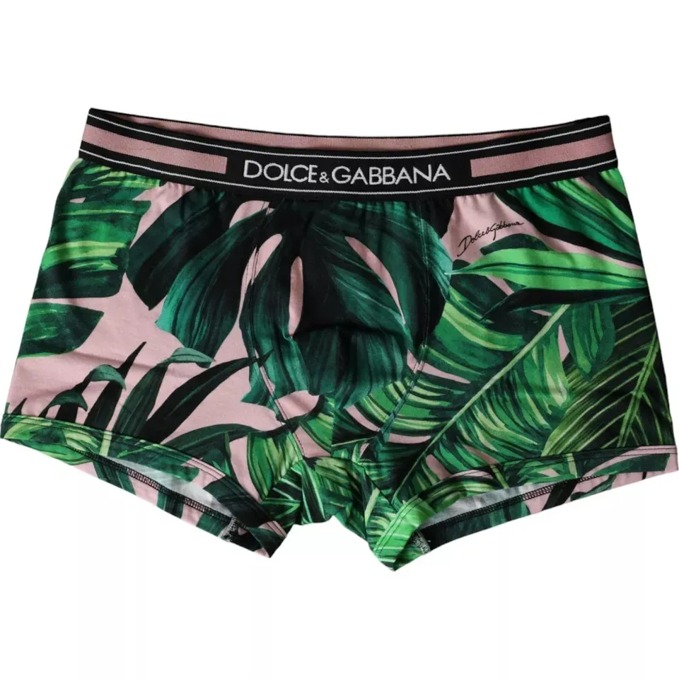 Dolce & Gabbana Men's Multicolor Leaf Print Regular Boxer Underwear