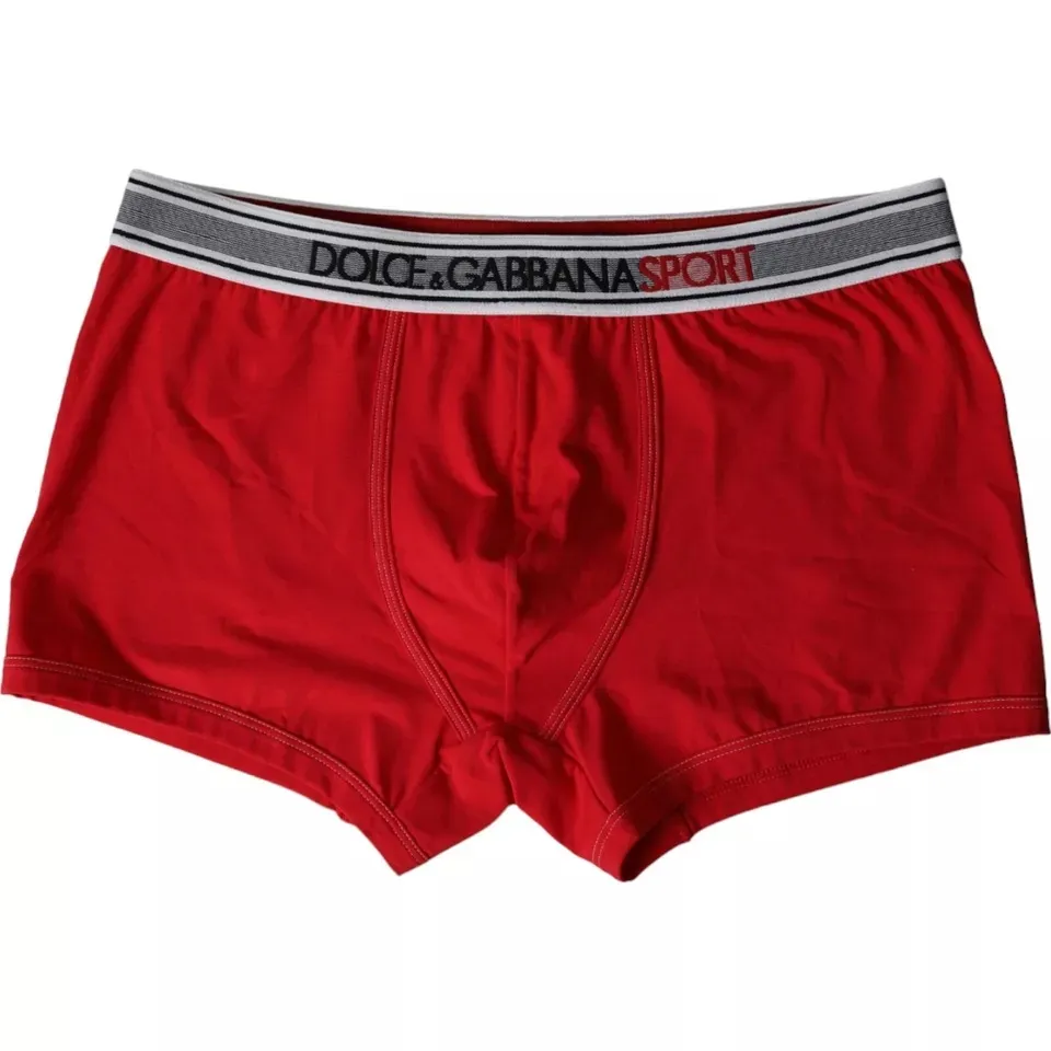 Dolce & Gabbana Men's Red Cotton Stretch Regular Boxer Shorts Underwear