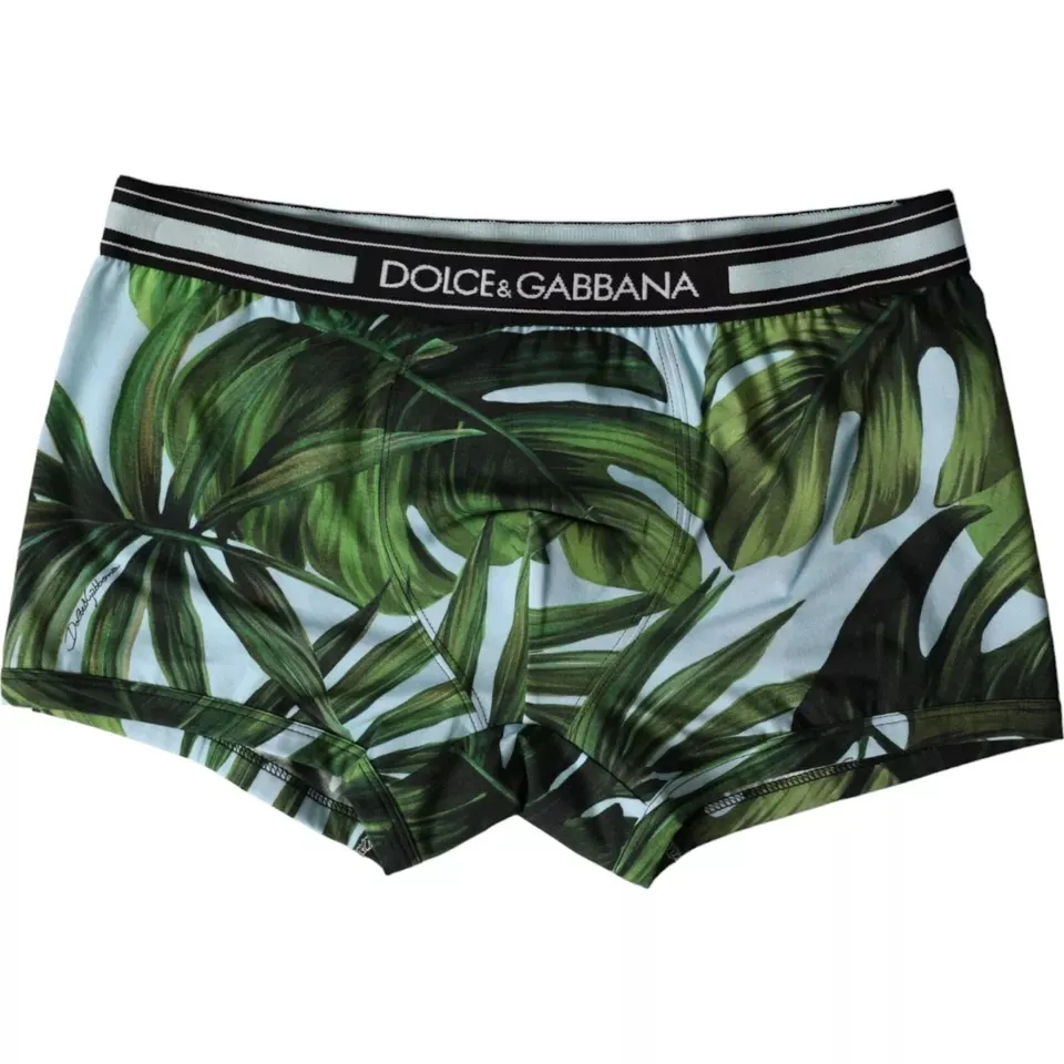 Dolce & Gabbana Men's Multicolor Leaf Print Regular Boxer Underwear