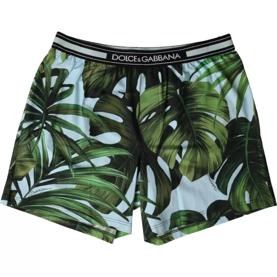 Dolce & Gabbana Men's Multicolor Leaf Print Regular Boxer Underwear