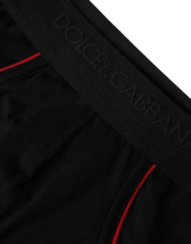 Dolce & Gabbana Men's Black Logo Cotton Stretch Mid Slip Underwear