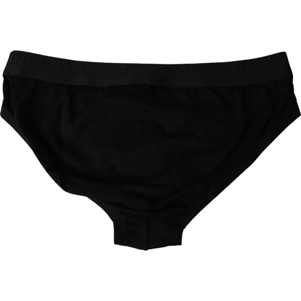 Dolce & Gabbana Men's Black Logo Cotton Stretch Mid Slip Underwear
