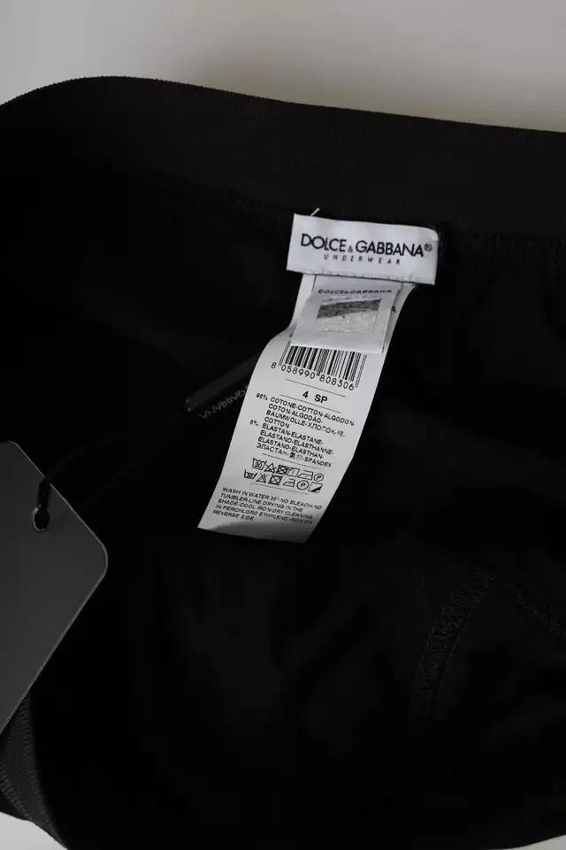 Dolce & Gabbana Men's Black Logo Cotton Stretch Mid Slip Underwear