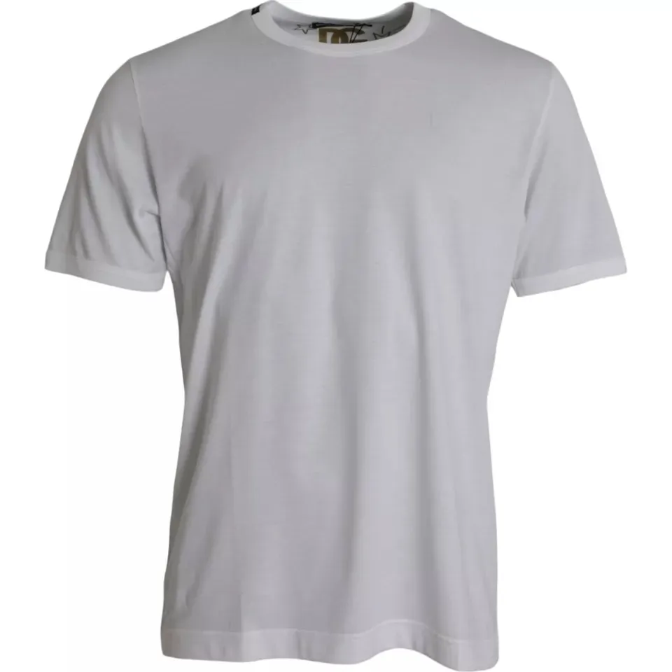 Dolce & Gabbana Men's White Cotton Round Neck Short Sleeves T-shirt
