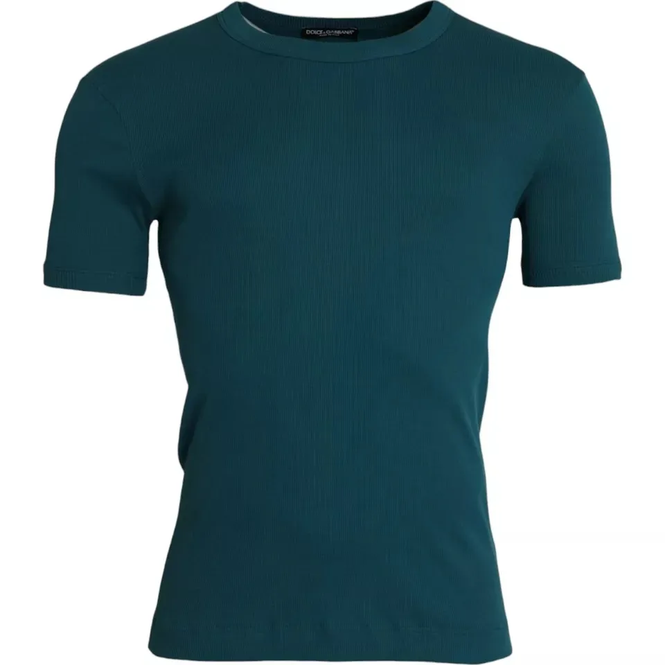 Dolce & Gabbana Men's Blue Green Cotton Round Neck Short Sleeves T-shirt
