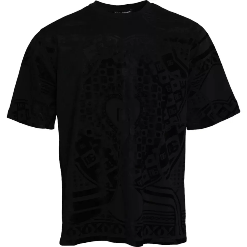 Dolce & Gabbana Men's Black Cotton Round Neck Short Sleeve T-shirt
