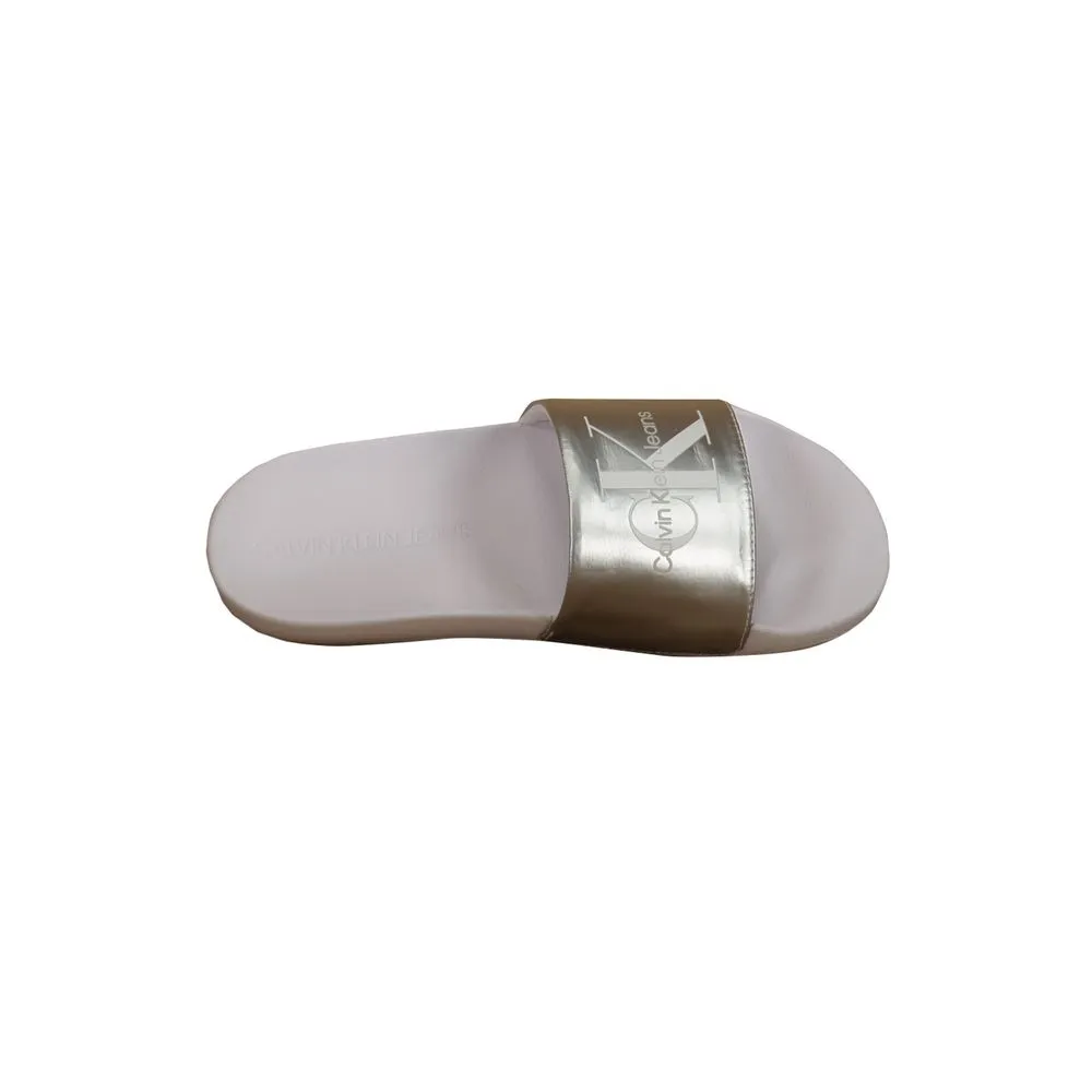 Calvin Klein Women's Silver Polyester Sandal