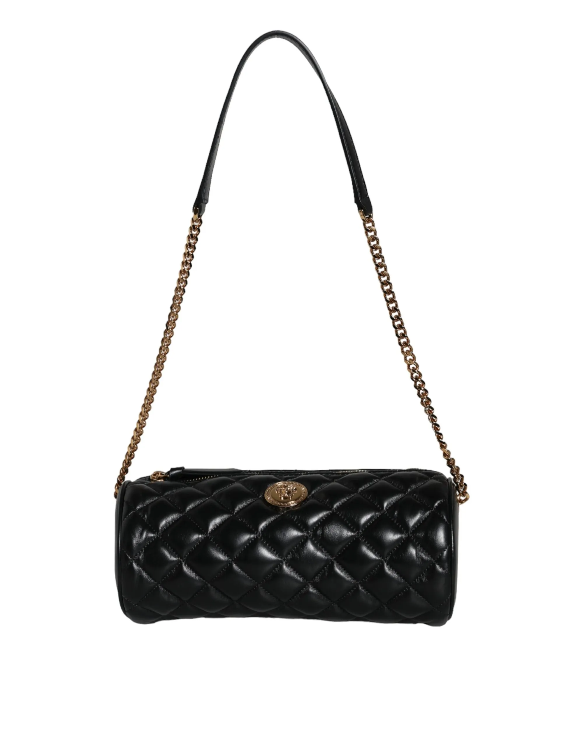 Versace Women's Black Mini Quilted Lambskin Leather Crossbody Sling Bag