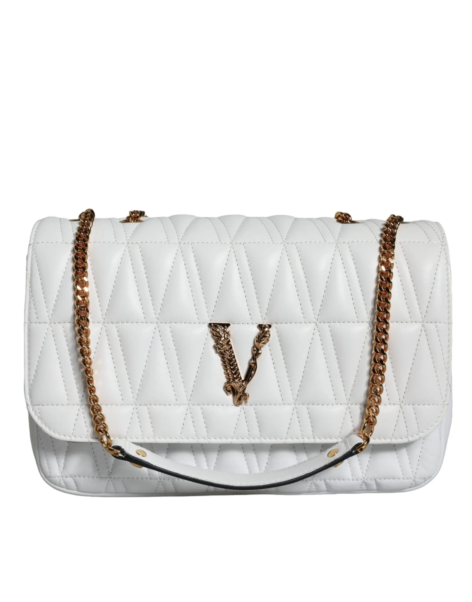 Versace Women's White Mini Nappa Leather Crossbody Shoulder Bag