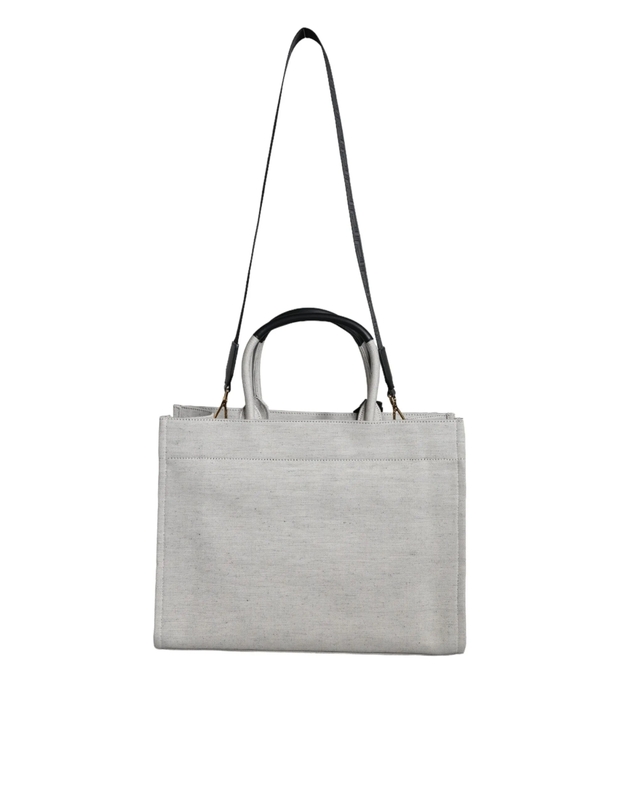 Versace Women's White Top Handle Canvas Leather Logo Crossbody Tote Bag