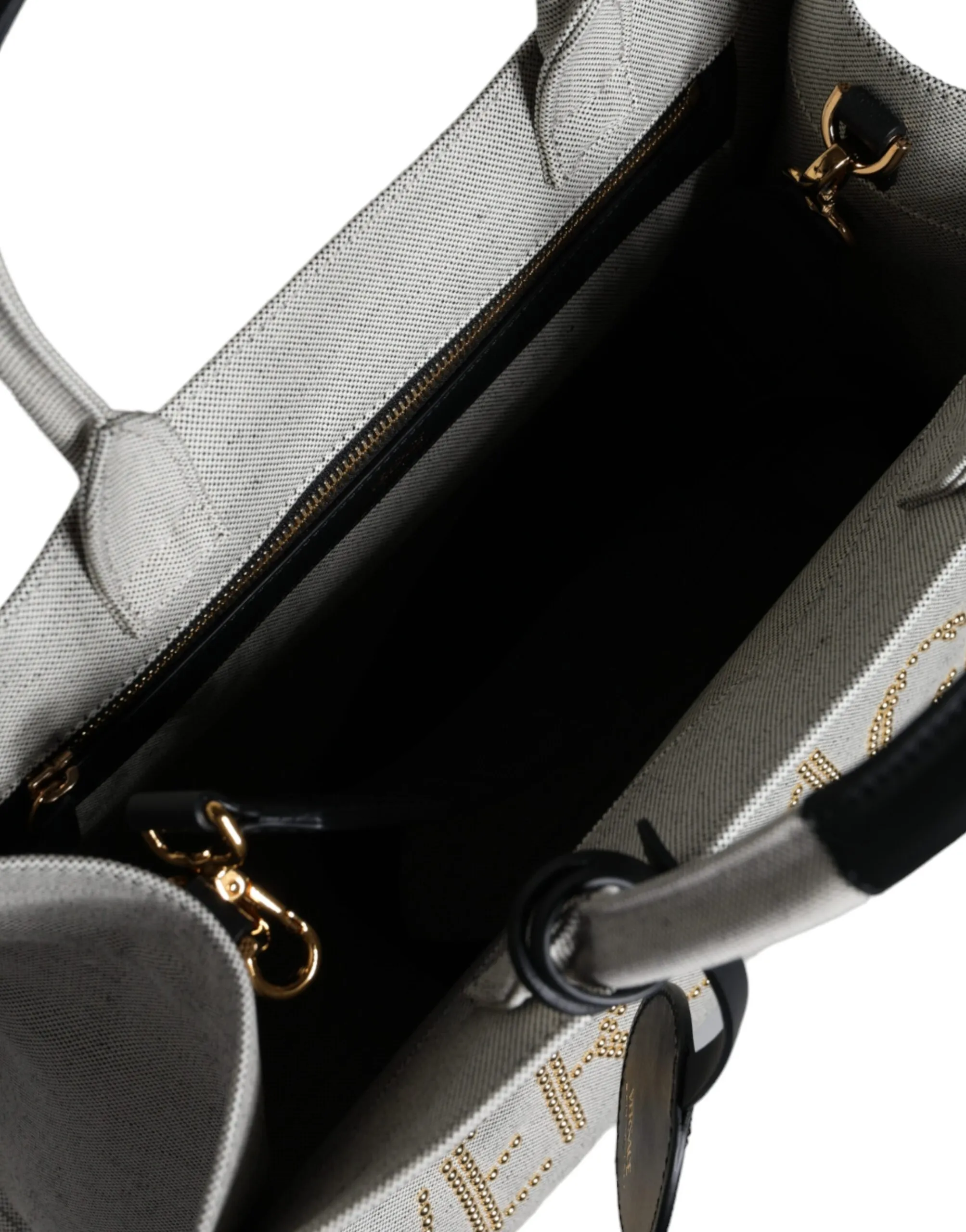 Versace Women's White Top Handle Canvas Leather Logo Crossbody Tote Bag