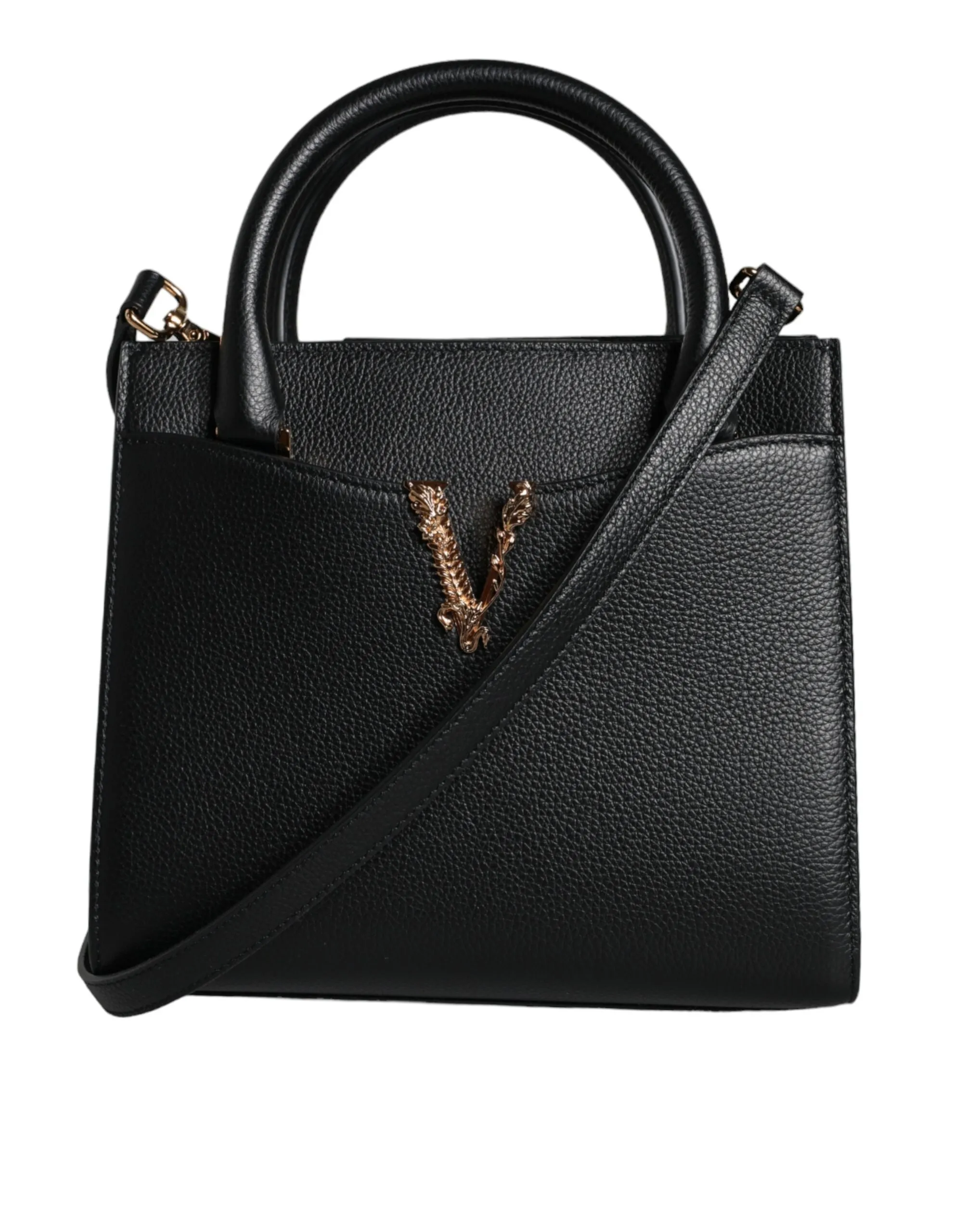Versace Women's Black Small Leather TopHandle Shoulder Crossbody Bag