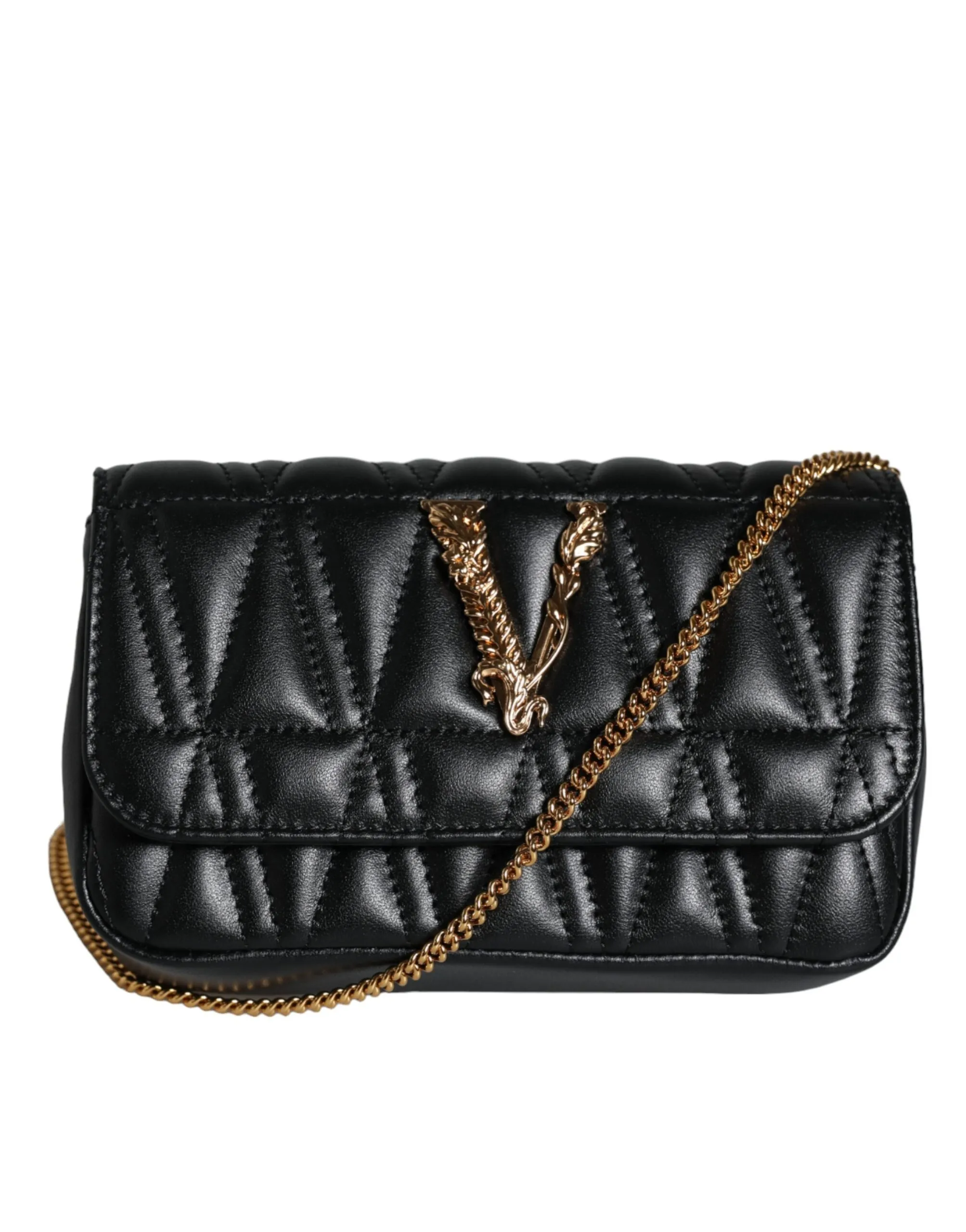 Versace Women's Black Mini Nappa Leather Crossbody Shoulder Bag