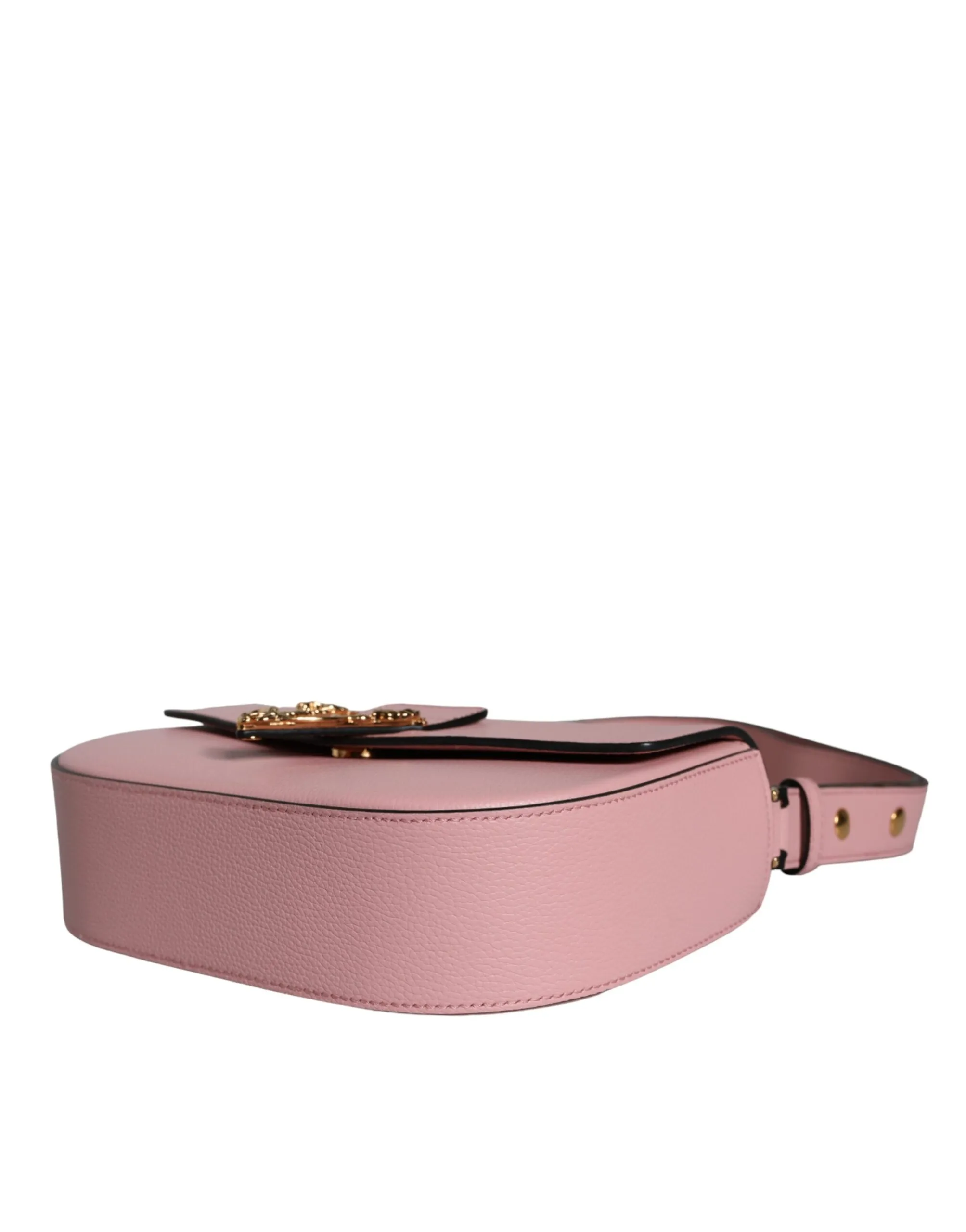 Versace Women's Pink Grainy Calf Leather Logo Crossbody Shoulder Bag