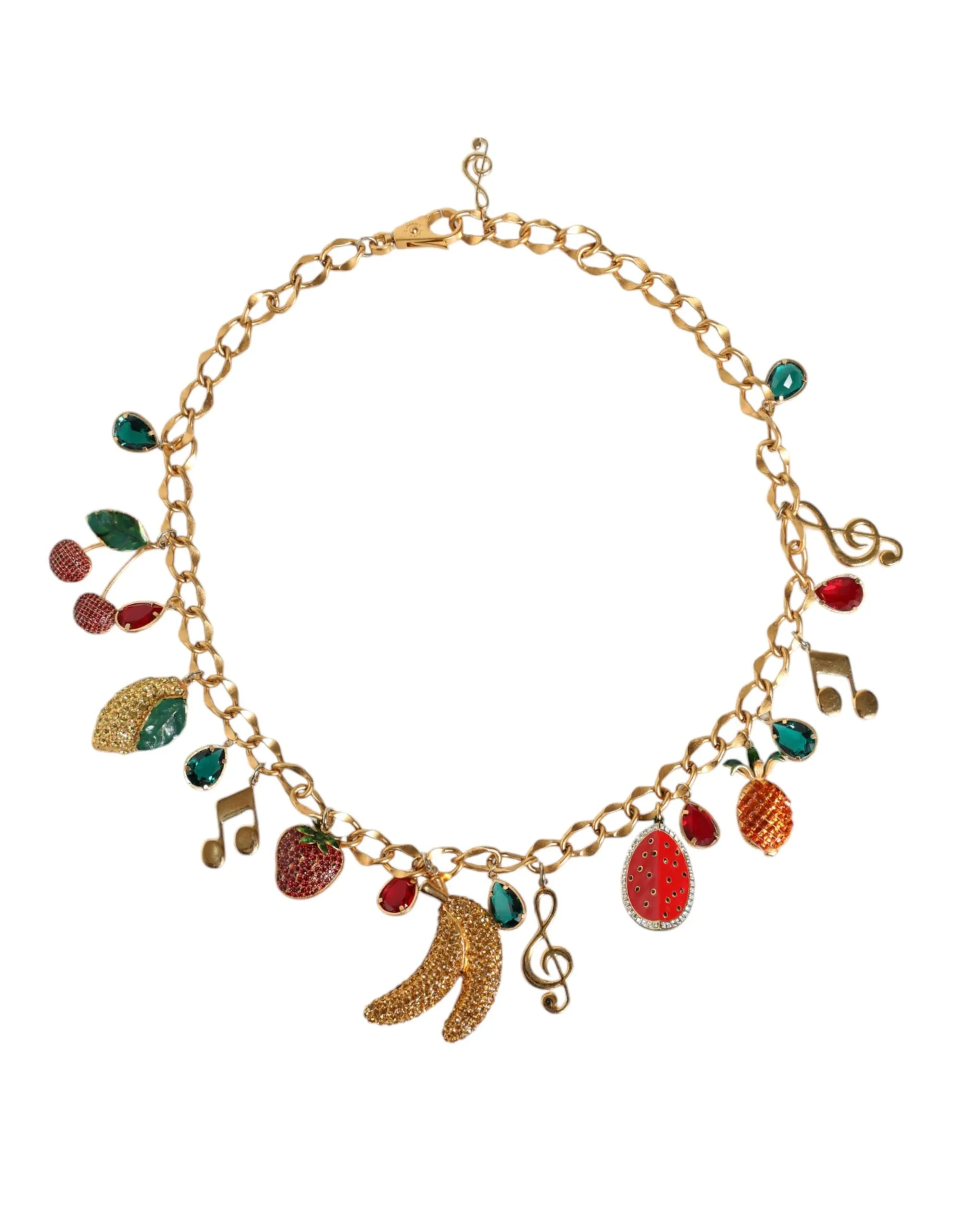Dolce & Gabbana Women's Gold Tone Brass Fruity Crystal Embellished Waist Chain Belt