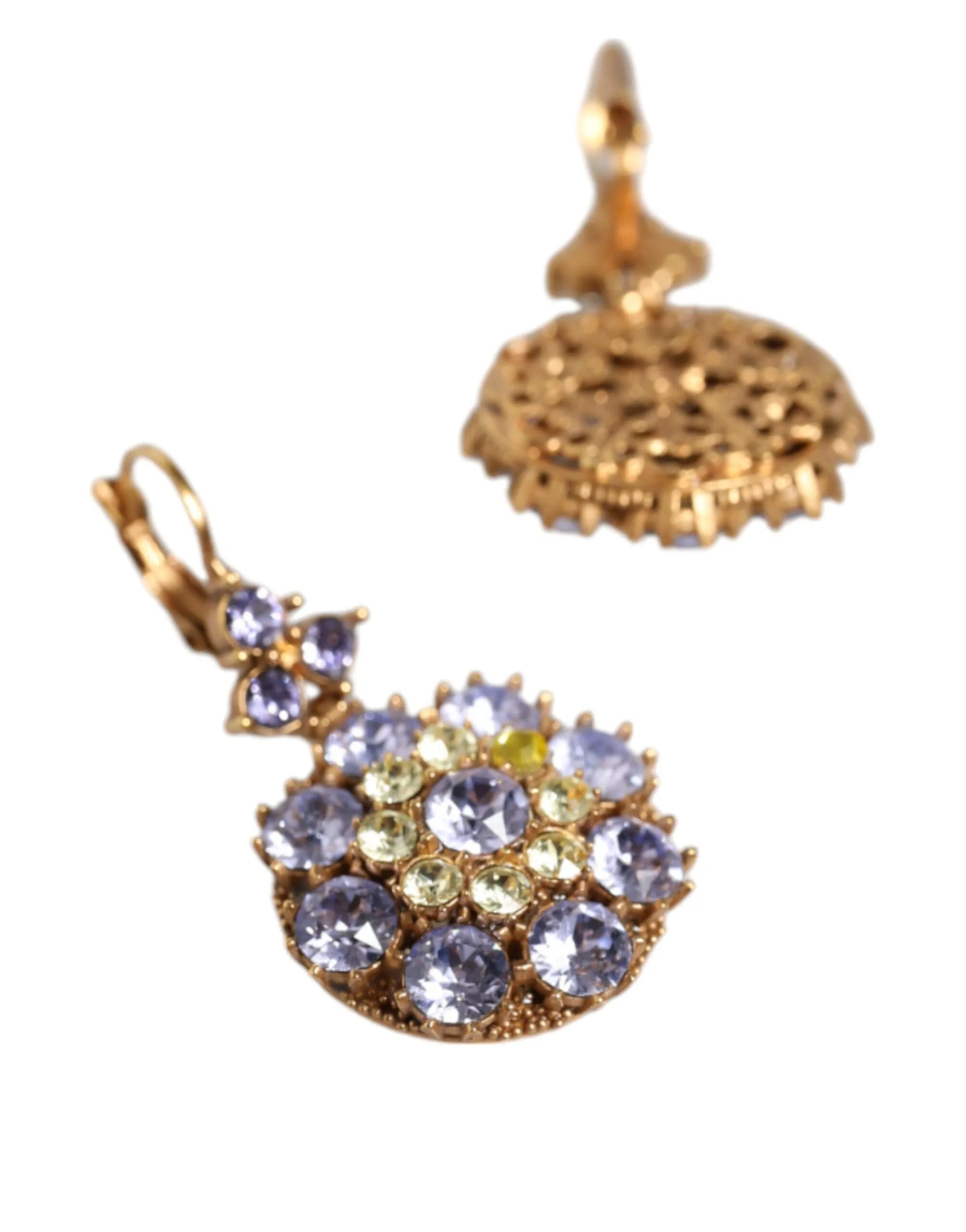Dolce & Gabbana Women's Gold Brass Crystal SICILY Clip Jewelry Dangling Earrings