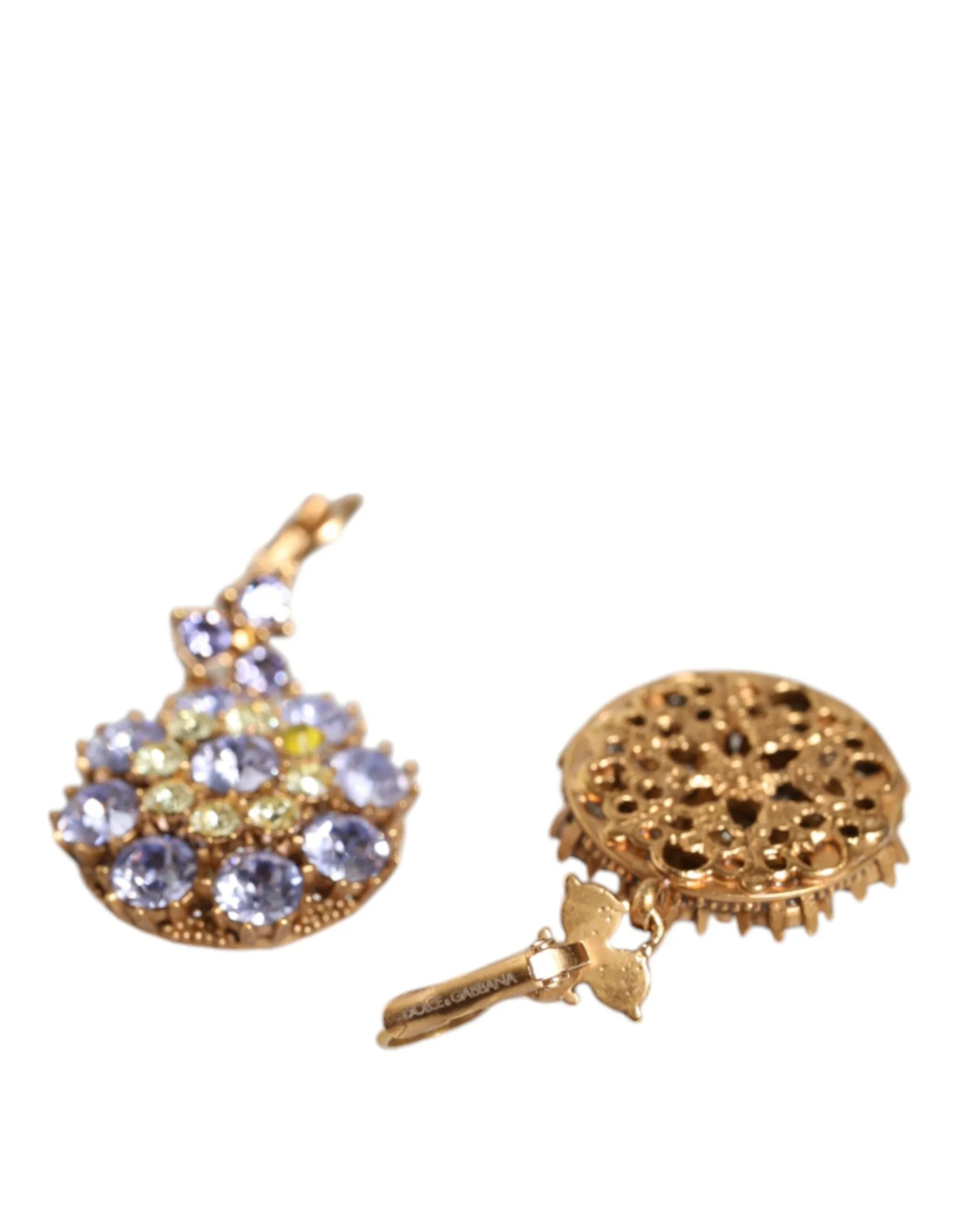 Dolce & Gabbana Women's Gold Brass Crystal SICILY Clip Jewelry Dangling Earrings