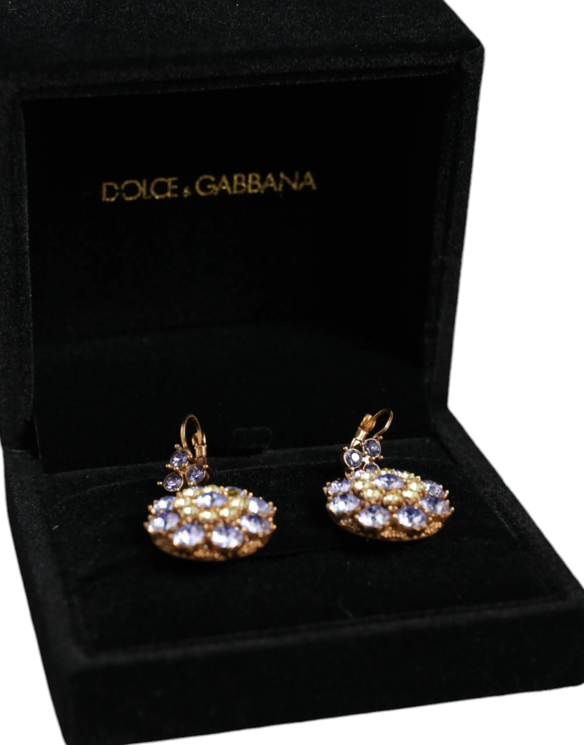 Dolce & Gabbana Women's Gold Brass Crystal SICILY Clip Jewelry Dangling Earrings