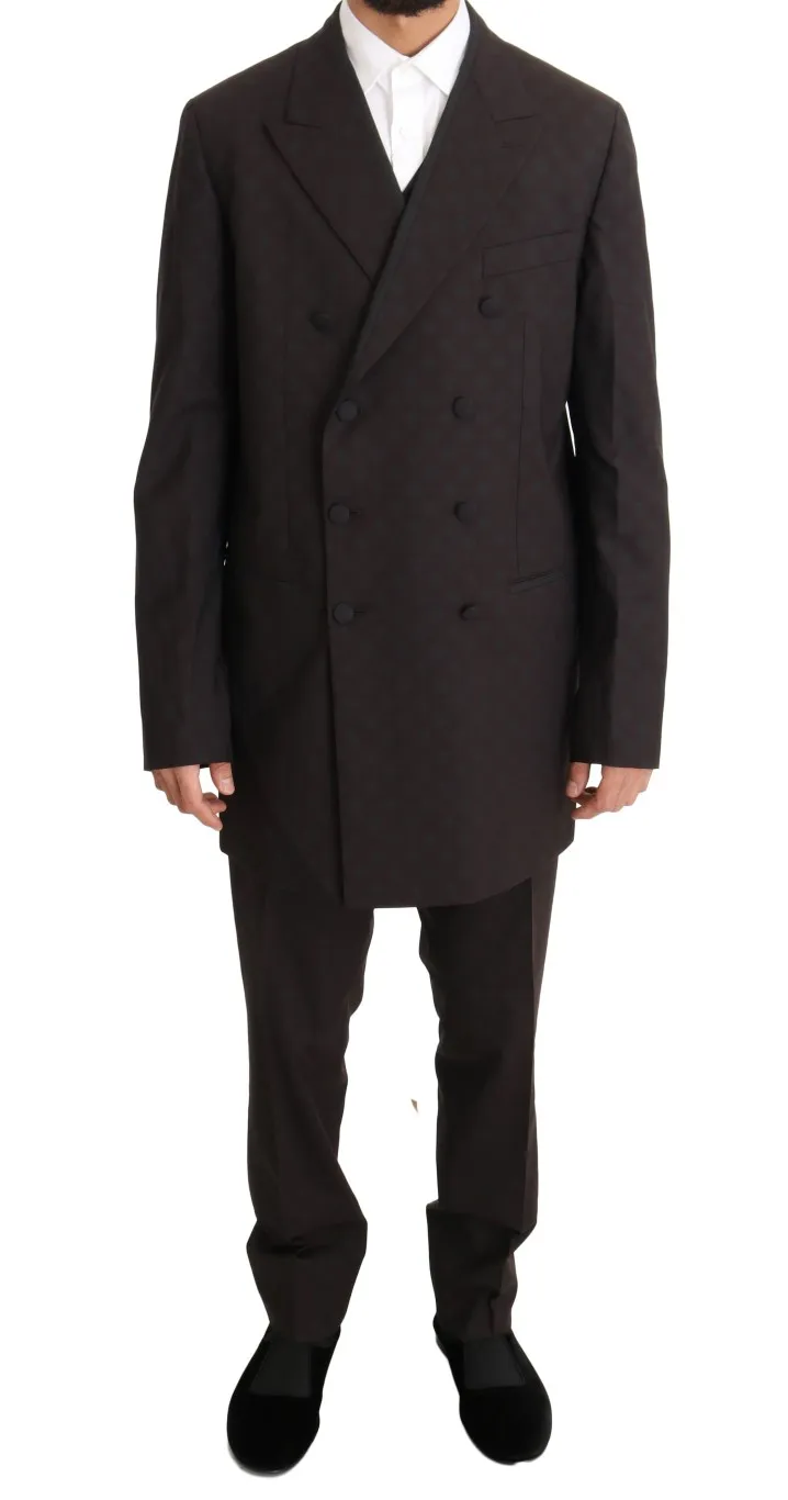 Dolce & Gabbana Men's Elegant Bordeaux Polka Dot Wool Suit