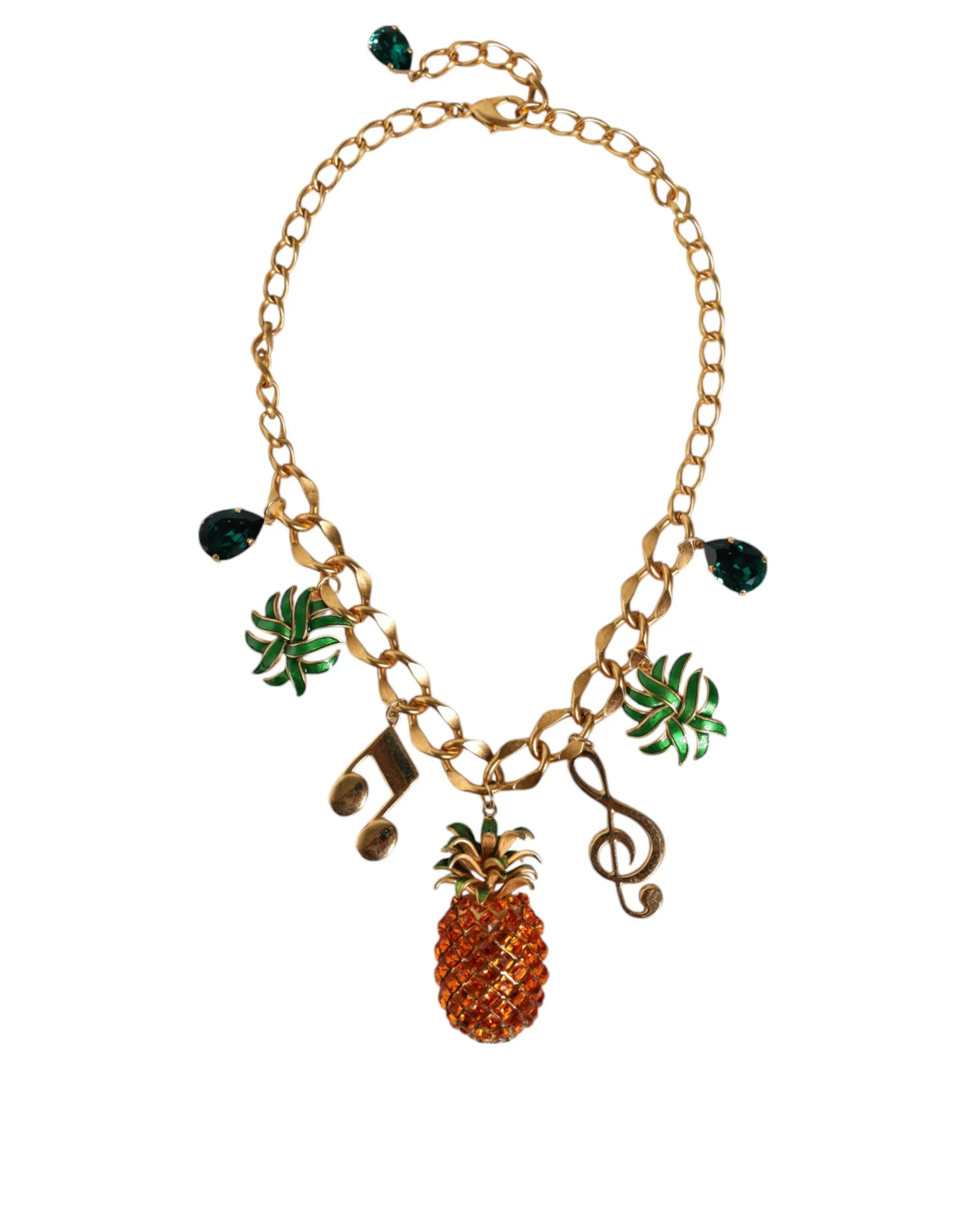 Dolce & Gabbana Women's Gold Tone Brass Chain Pineapple Crystal Musical Necklace