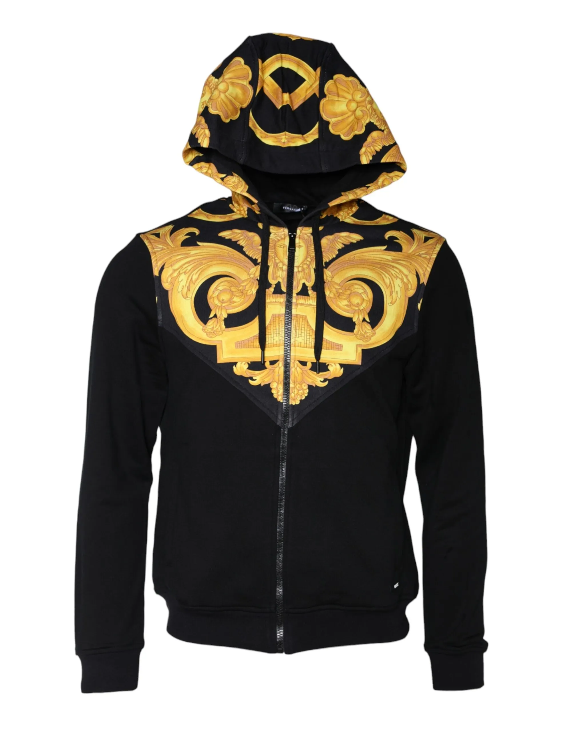Versace Men's Black Medusa Print Cotton Full Zip HoodieSweatshirt Sweater