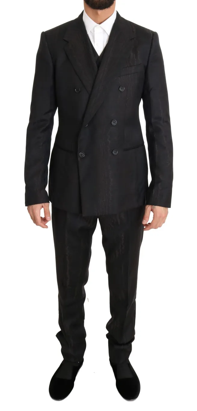 Dolce & Gabbana Men's Elegant Brown Wool Three-Piece Suit