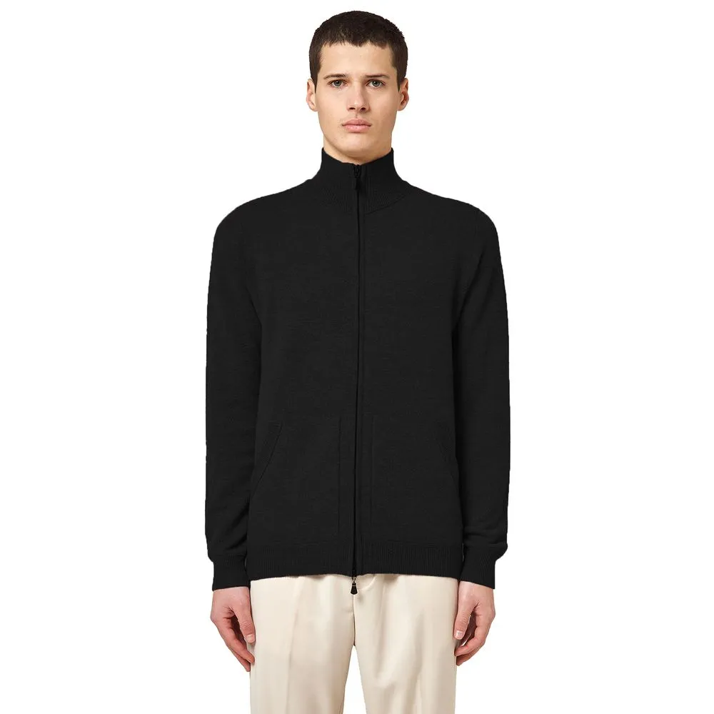 Alpha Studio Men's Black Wool Sweater