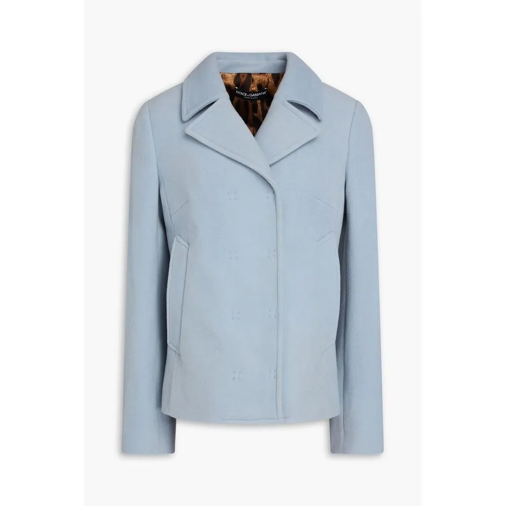 Dolce & Gabbana Women's Light Blue Wool Jackets & Coat