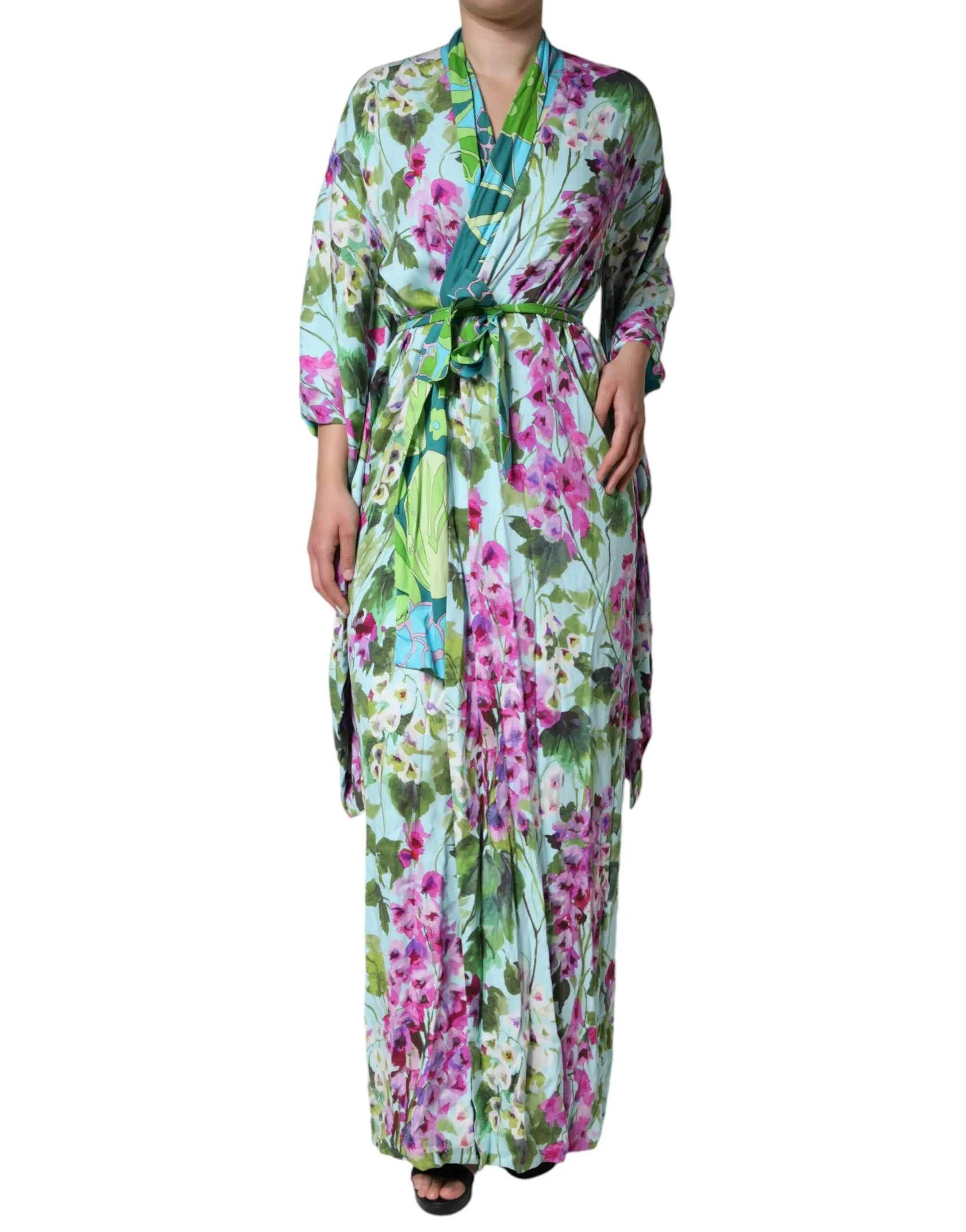 Dolce & Gabbana Women's Multicolor Floral Silk Stretch Wrap Dress