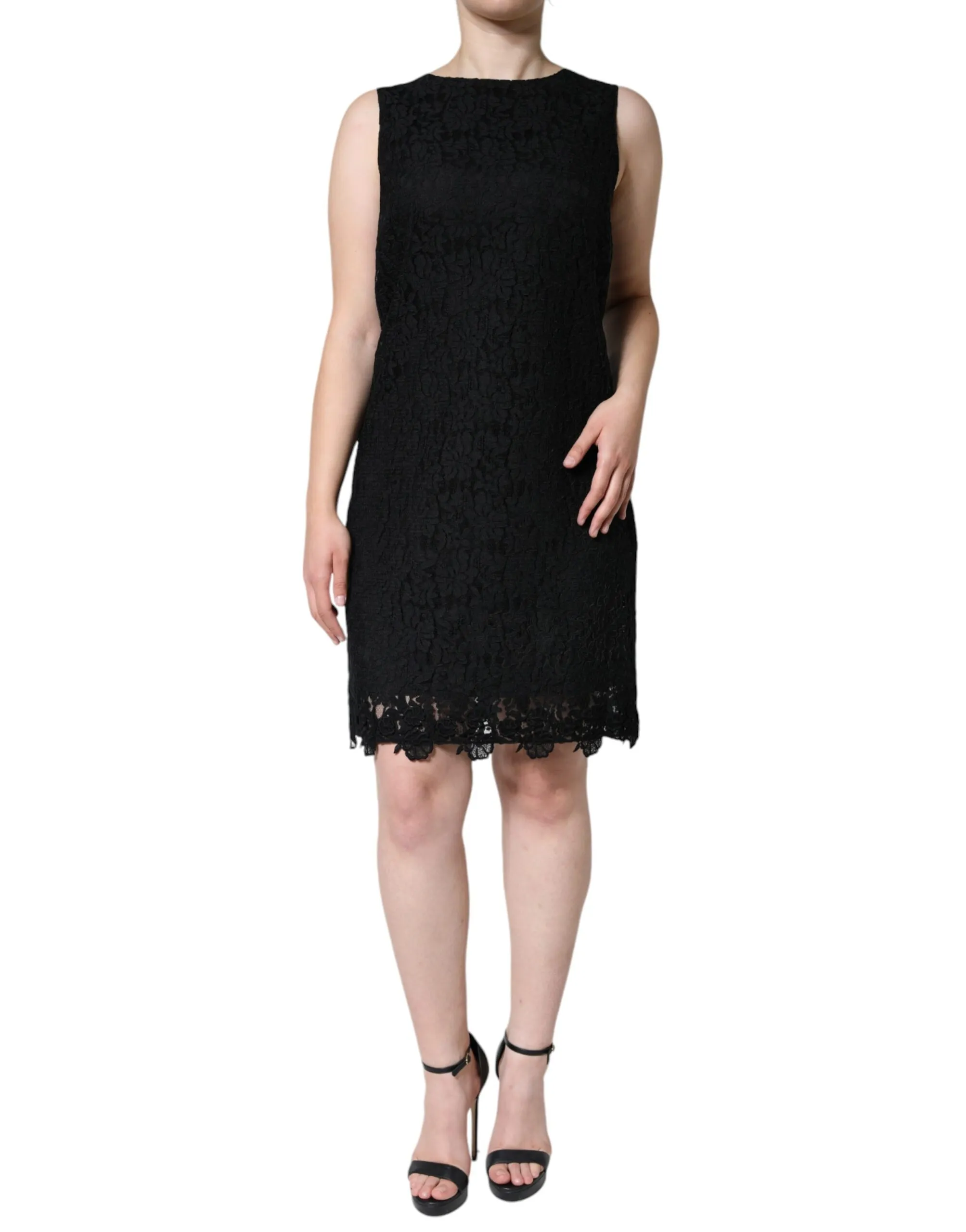 Dolce & Gabbana Women's Black Floral Lace Sheath Sleeveless Mini Dress